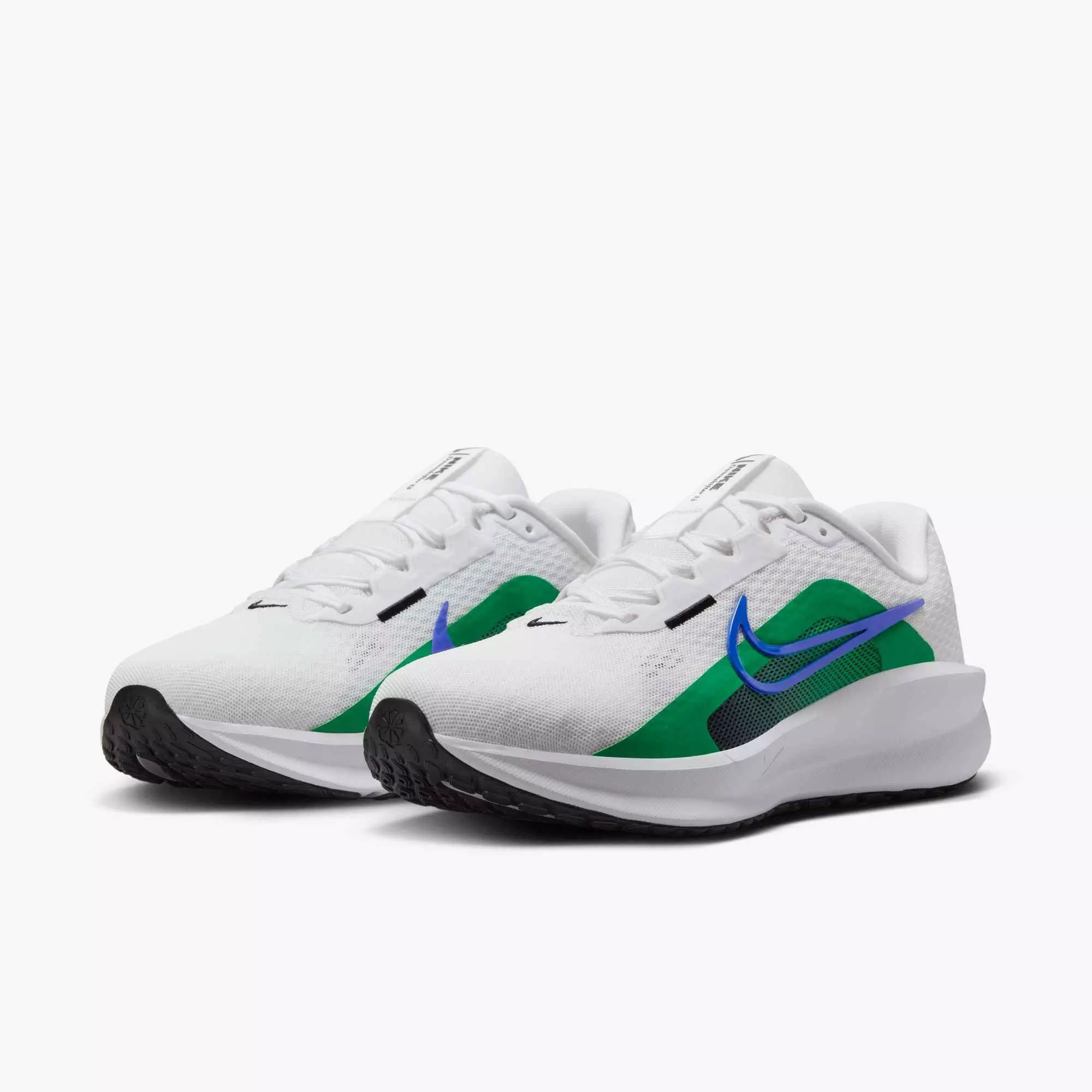 Nike Downshifter 13 "White/Stadium Green/Black/Racer Blue" Women's Wide Running Shoe - WHITE/GREEN/BLACK/BLUE
