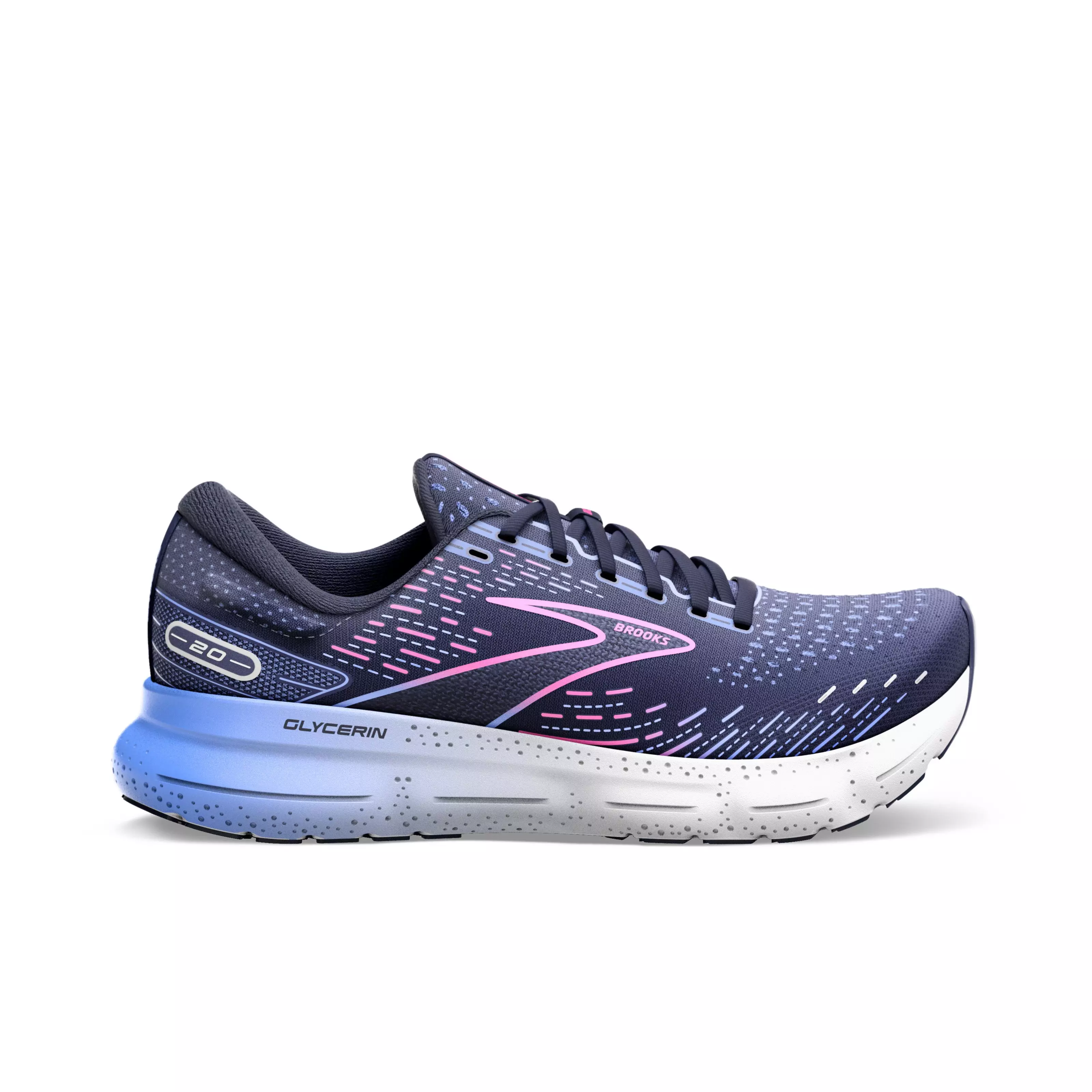 Brooks Glycerin 20 "Purple/Light Blue/Pink" Women's Wide Running Shoe - PURPLE/LT BLUE/PINK