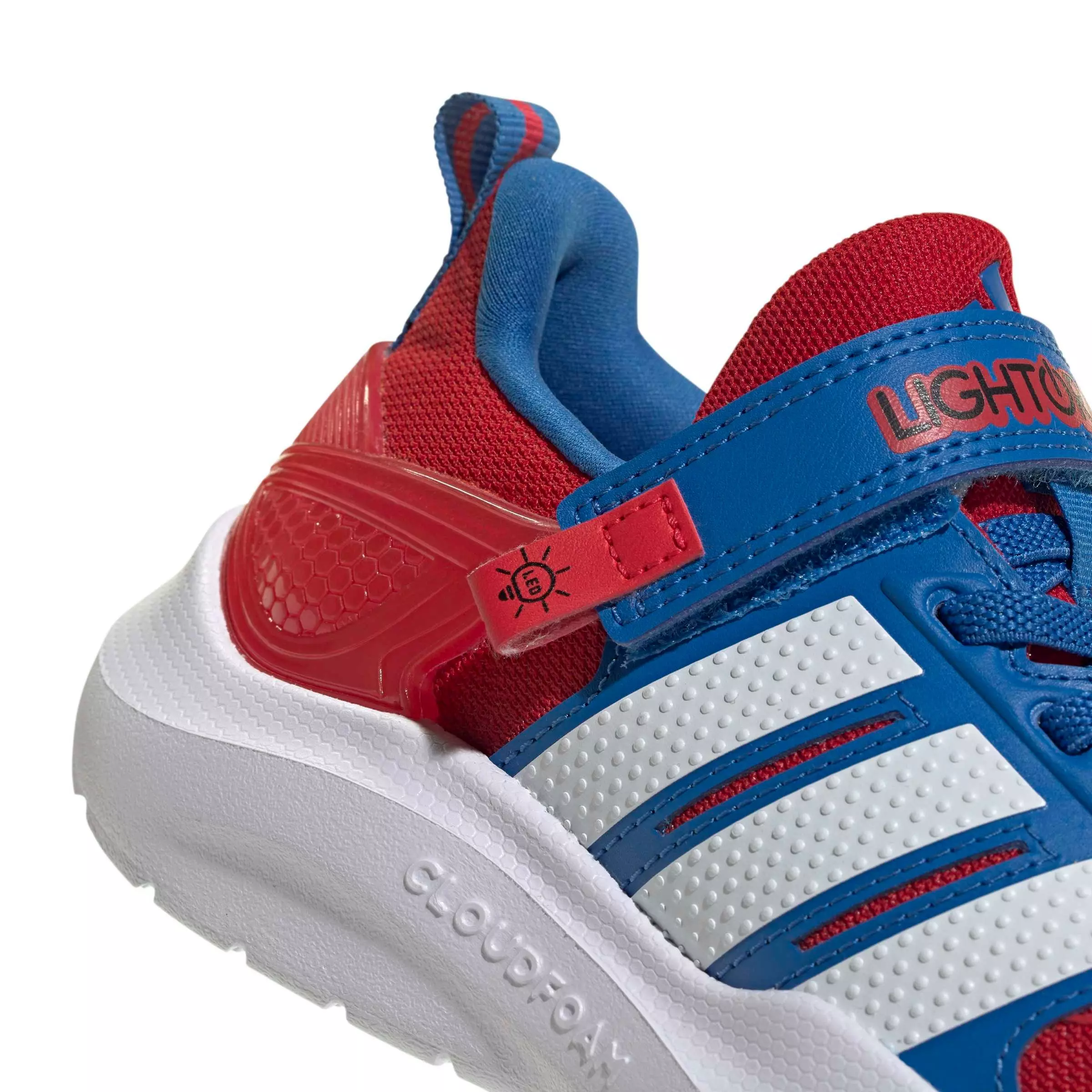 adidas Marvel Lightorama Spider-Man "Better Scarlet/Ftwr White/Bright Royal" Preschool Boys' Shoe - SCARLET/WHITE/ROYAL