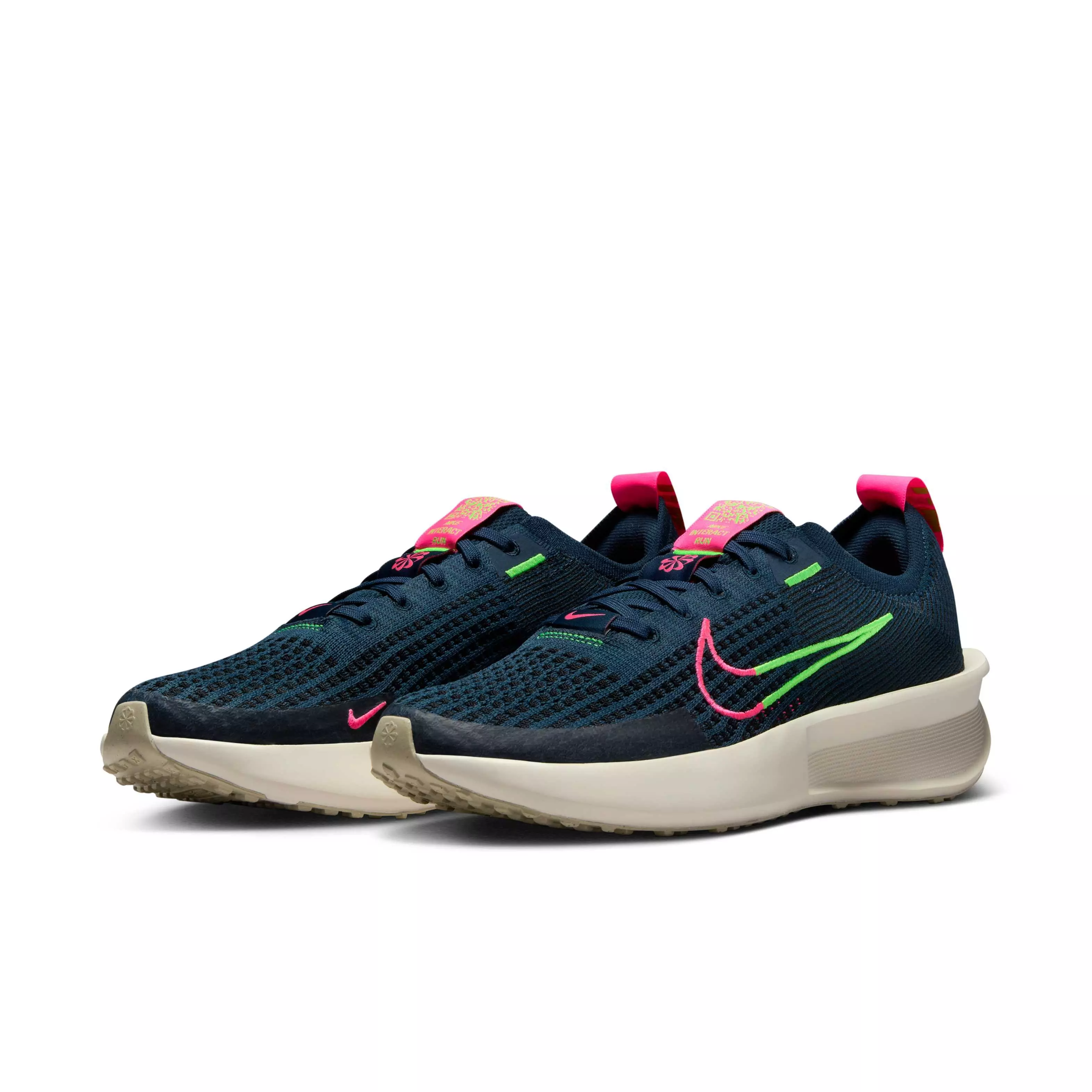 Nike Interact Run "Armory Navy/Hyper Pink/Pale Ivory/Green Strike" Women's Running Shoe - NAVY/PINK/IVORY/GREEN