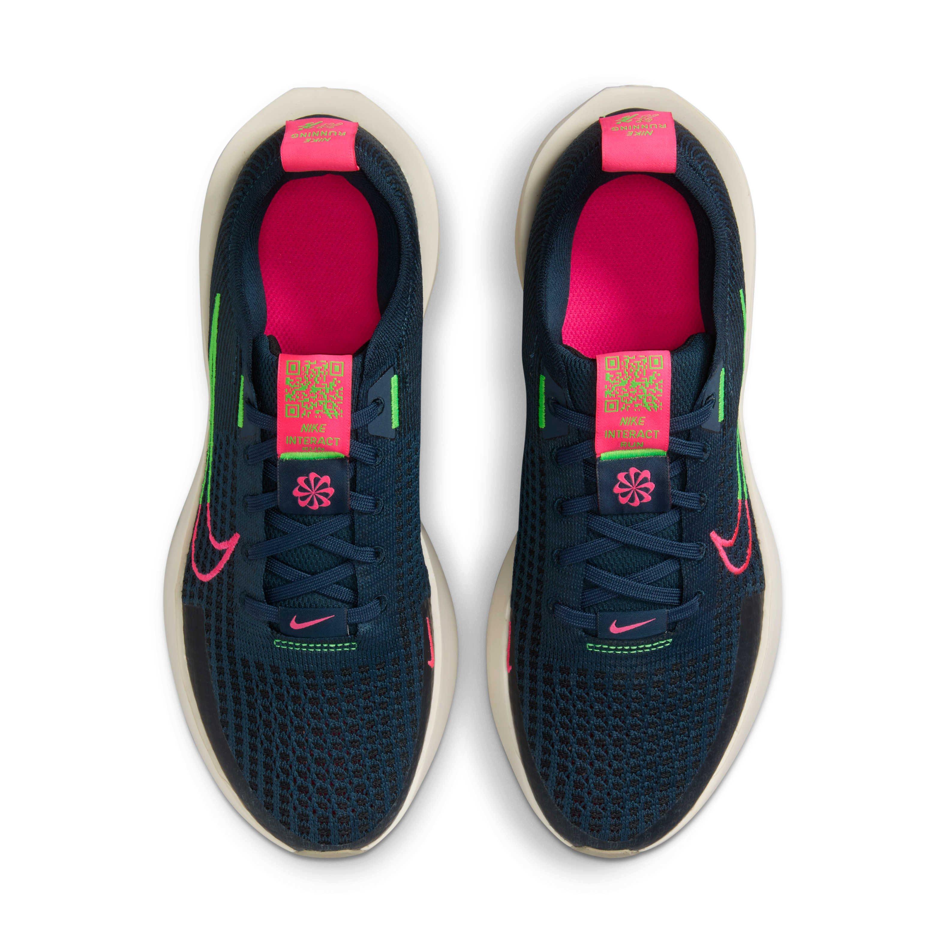 Nike Interact Run "Armory Navy/Hyper Pink/Pale Ivory/Green Strike" Women's Running Shoe - NAVY/PINK/IVORY/GREEN Thumbnail View 4