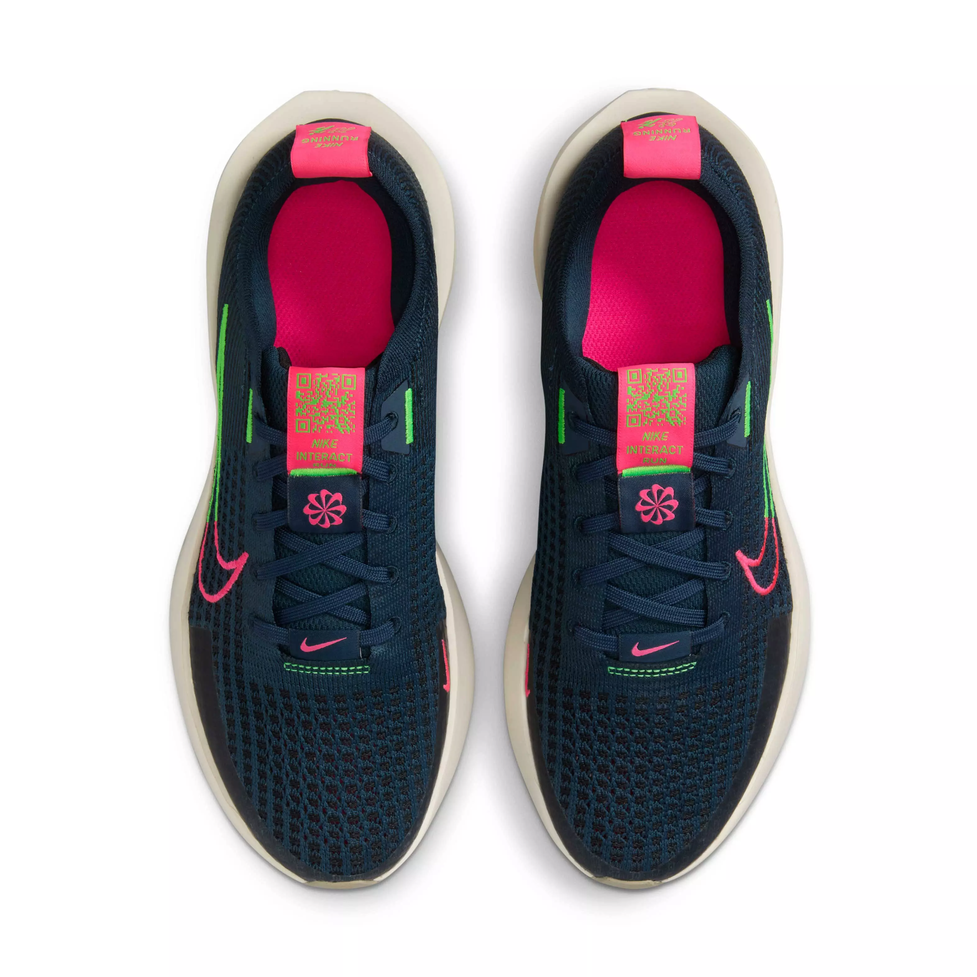 Nike Interact Run "Armory Navy/Hyper Pink/Pale Ivory/Green Strike" Women's Running Shoe - NAVY/PINK/IVORY/GREEN