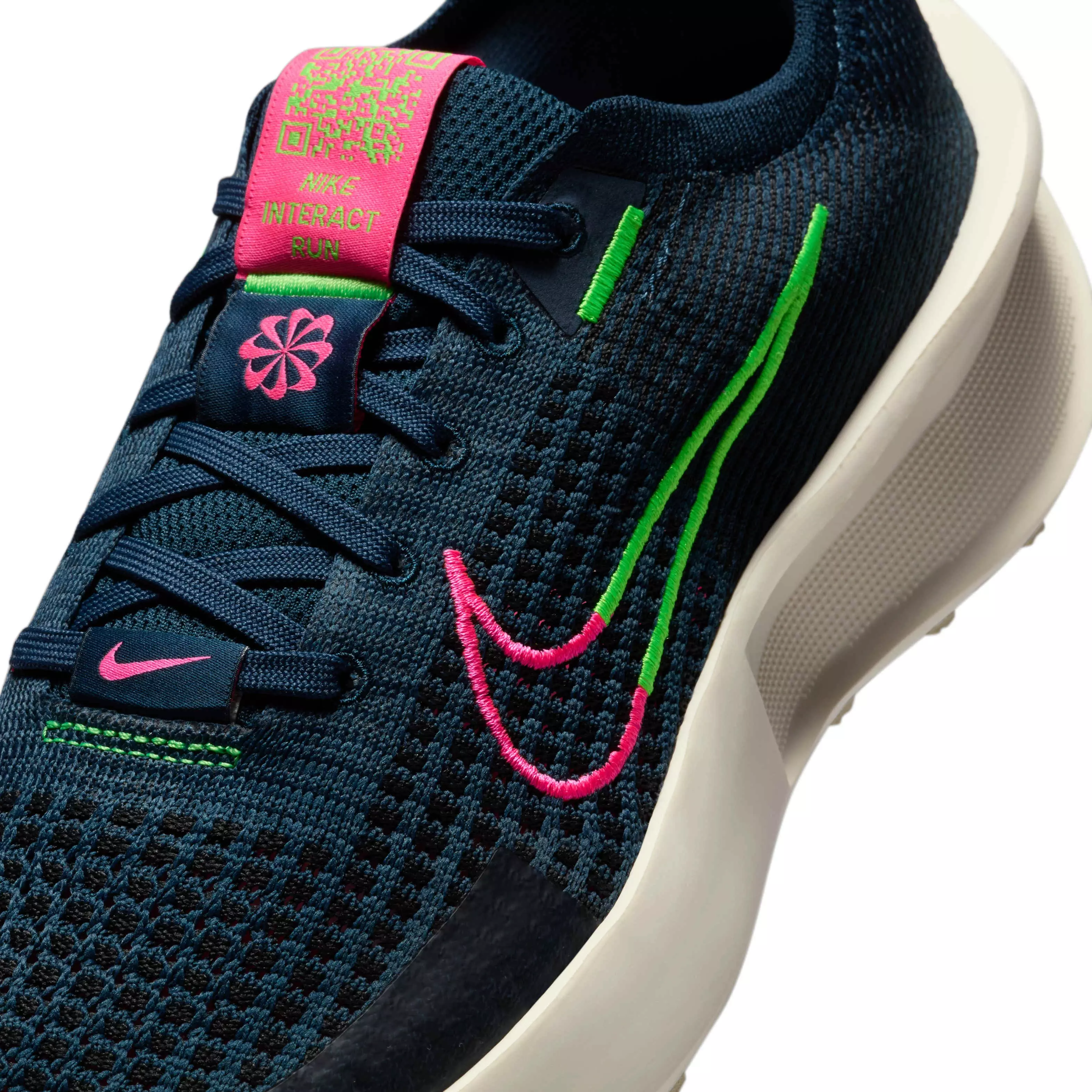 Nike Interact Run "Armory Navy/Hyper Pink/Pale Ivory/Green Strike" Women's Running Shoe - NAVY/PINK/IVORY/GREEN