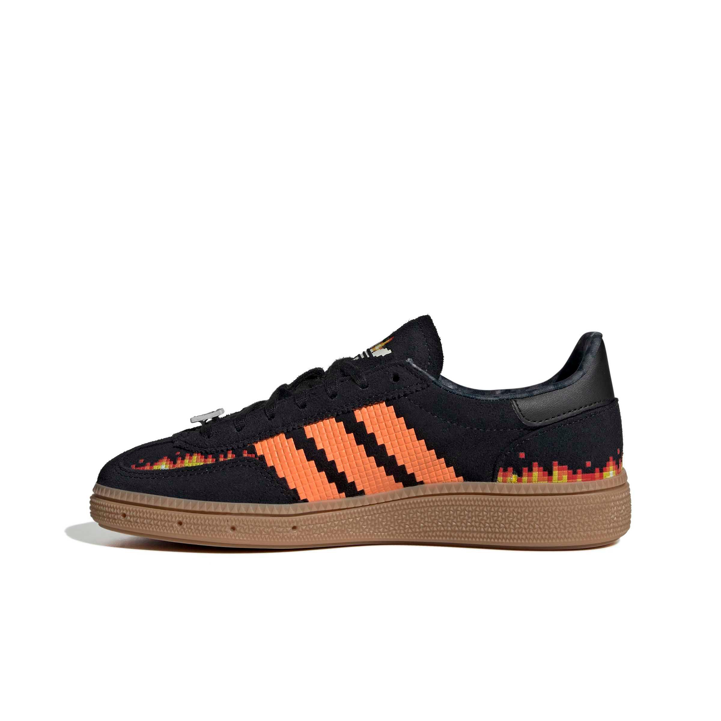 adidas Originals Minecraft Handball Spezial Grade School Boys' "Core Black/Pure Orange/White" Shoe