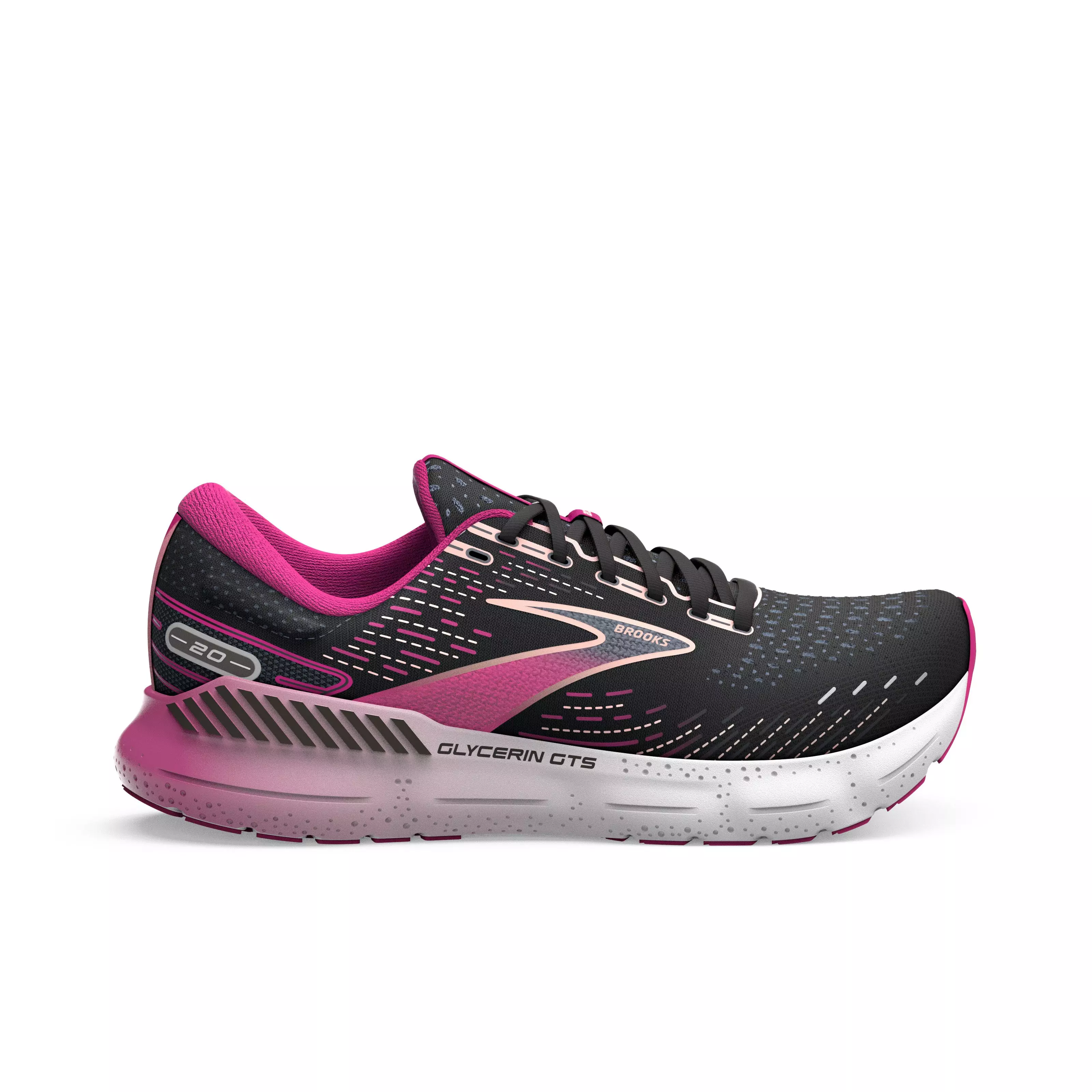 Brooks Glycerin GTS 20 "Black/Pink/Silver" Women's Running Shoe - BLACK/PINK/SILVER