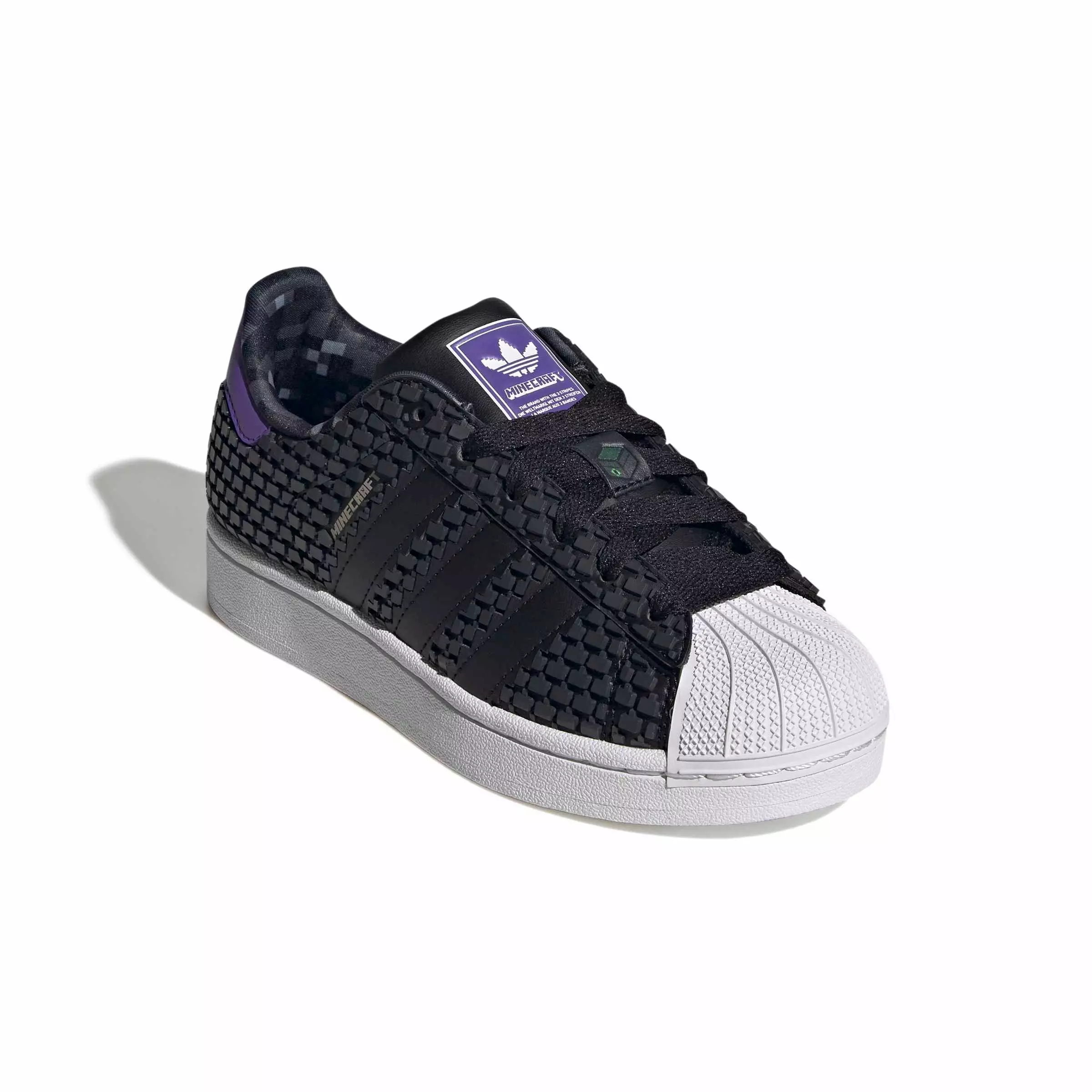 adidas Originals Minecraft Superstar II "Core Black/Core Black/Ftwr White" Grade School Boys' Shoe - BLACK/BLACK/WHITE