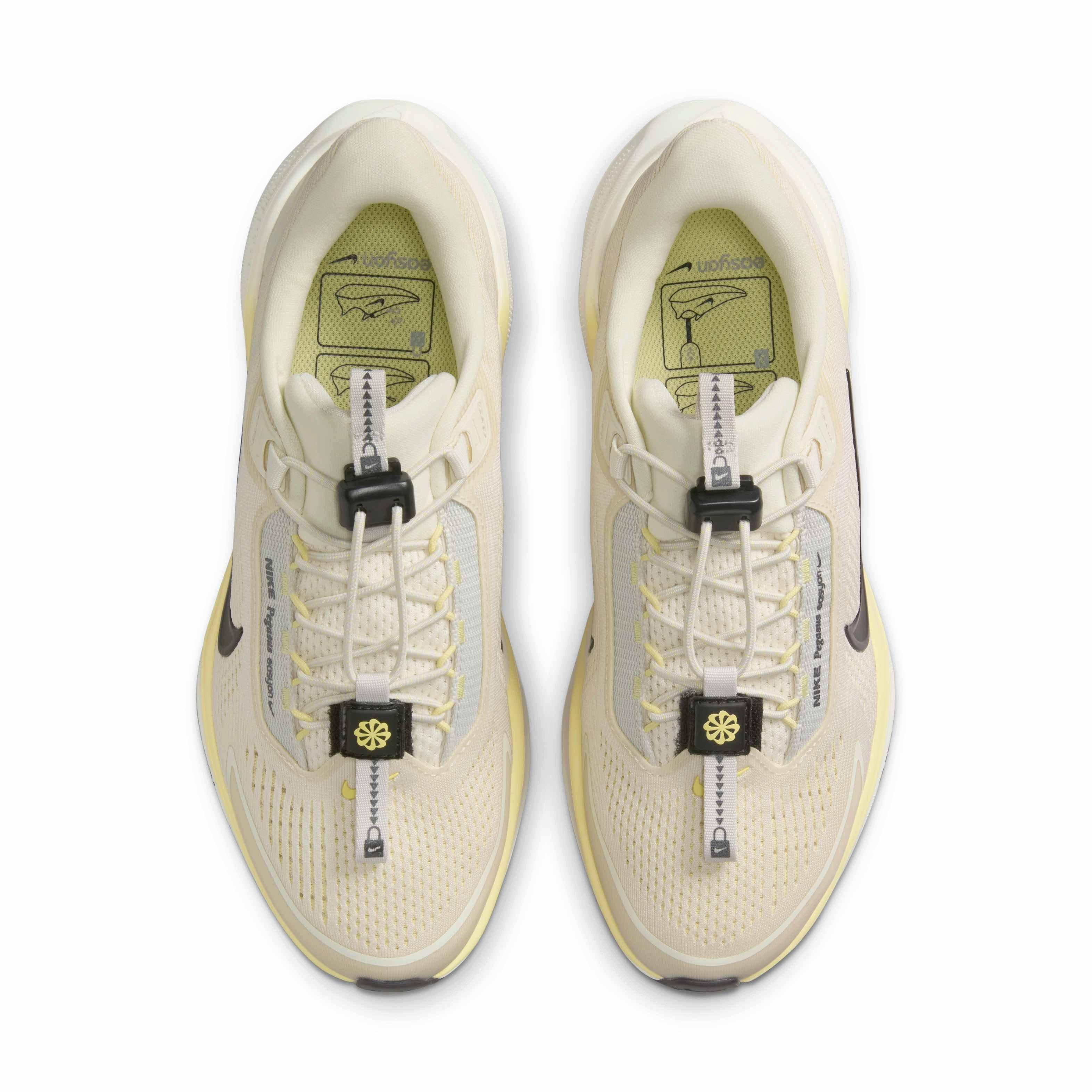 Nike Pegasus EasyOn "Pale Ivory/Soft Yellow/Light Bone/Black" Women's Running Shoe - IVORY/YELLOW/LT BONE/BLACK Thumbnail View 4