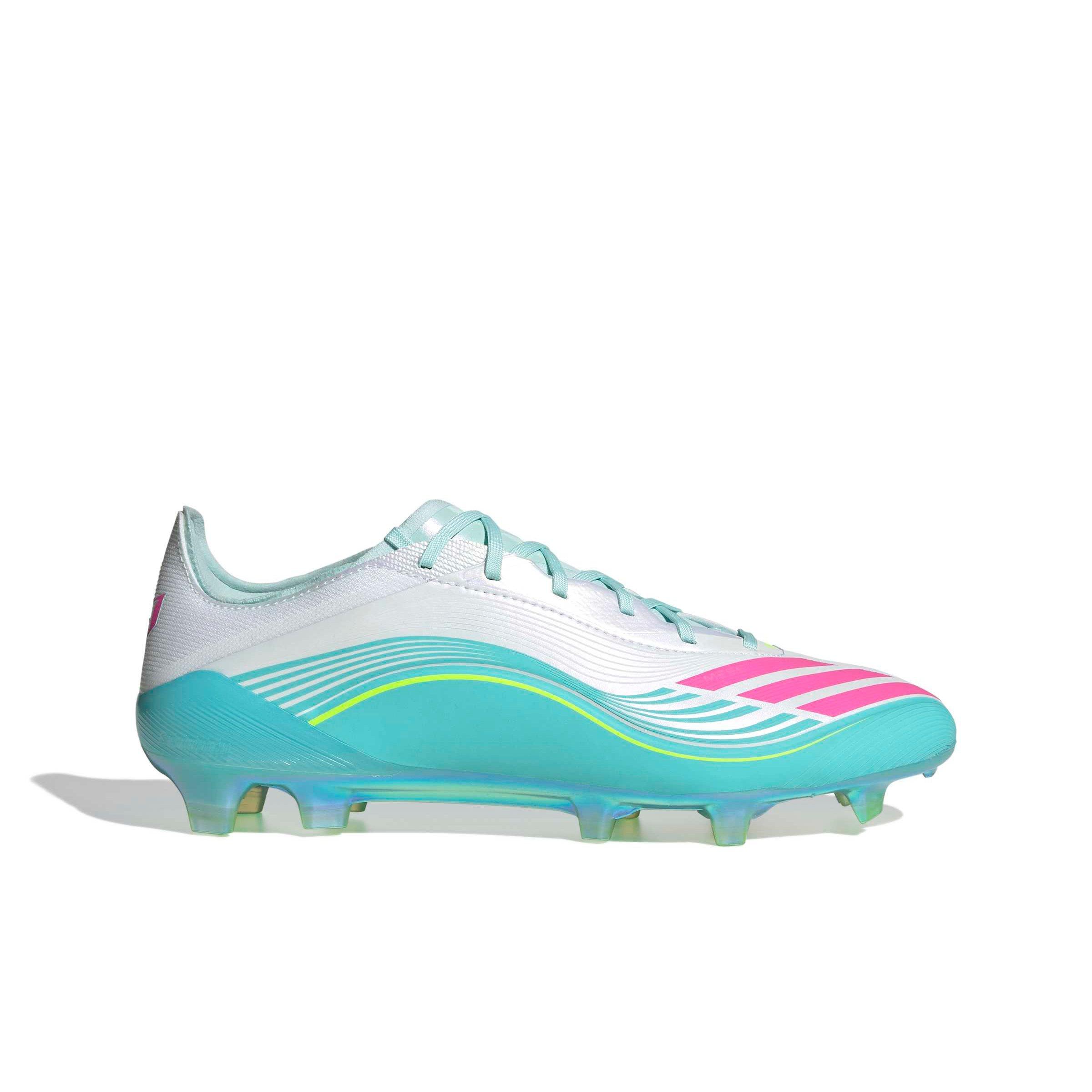 adidas F50 Messi Elite FG "Ftwr White/Lucid Pink/Flash Aqua" Men's Soccer Cleat - WHITE/PINK/AQUA Thumbnail View 1