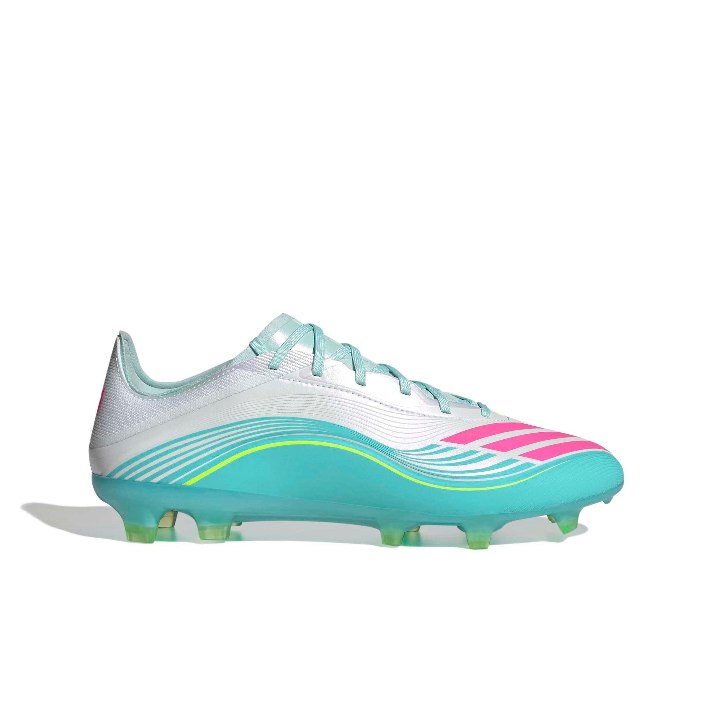 adidas F50 Messi Pro FG "Ftwr White/Lucid Pink/Flash Aqua" Men's Soccer Cleat - WHITE/PINK/AQUA Thumbnail View 1