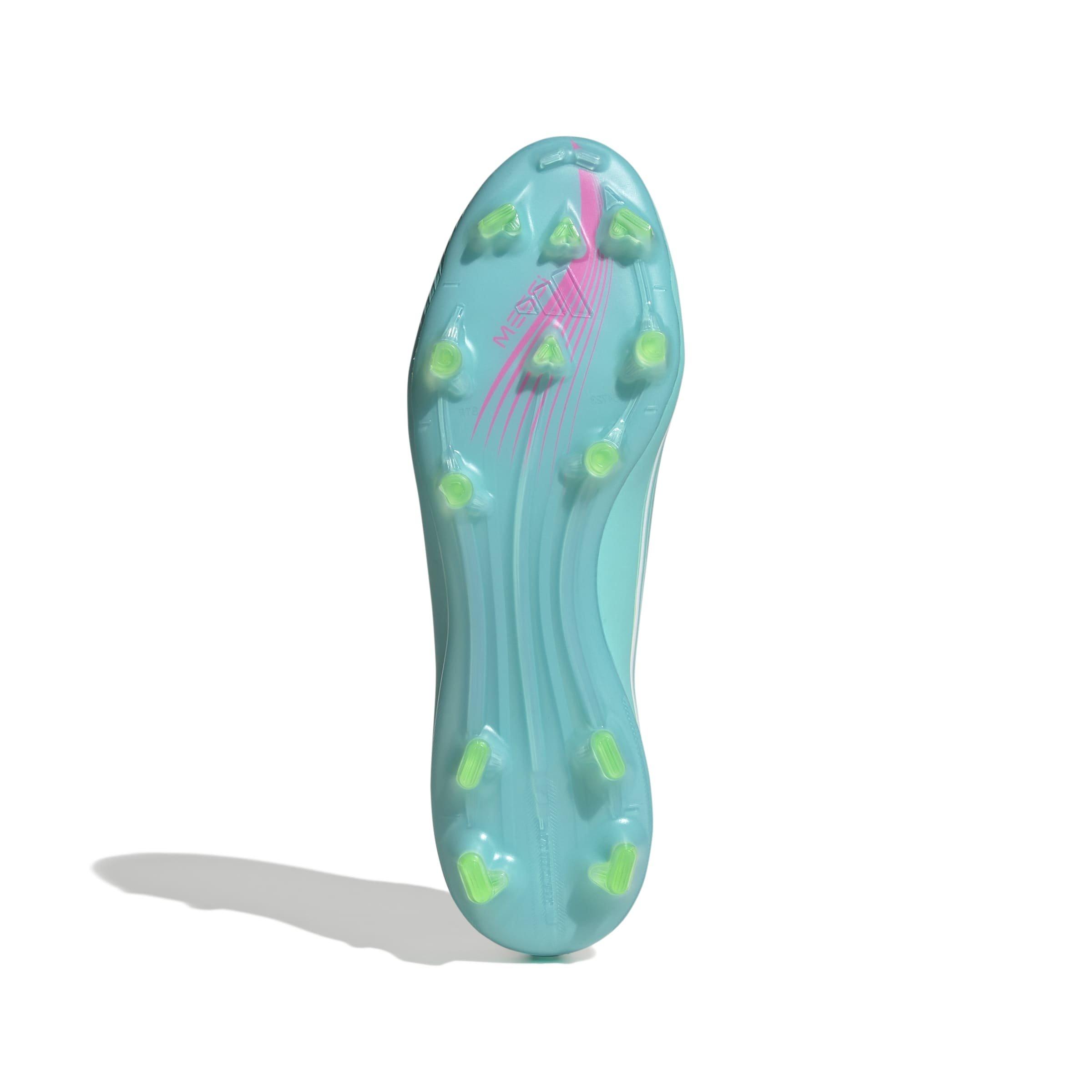 adidas F50 Messi Pro FG "Ftwr White/Lucid Pink/Flash Aqua" Men's Soccer Cleat - WHITE/PINK/AQUA Thumbnail View 6