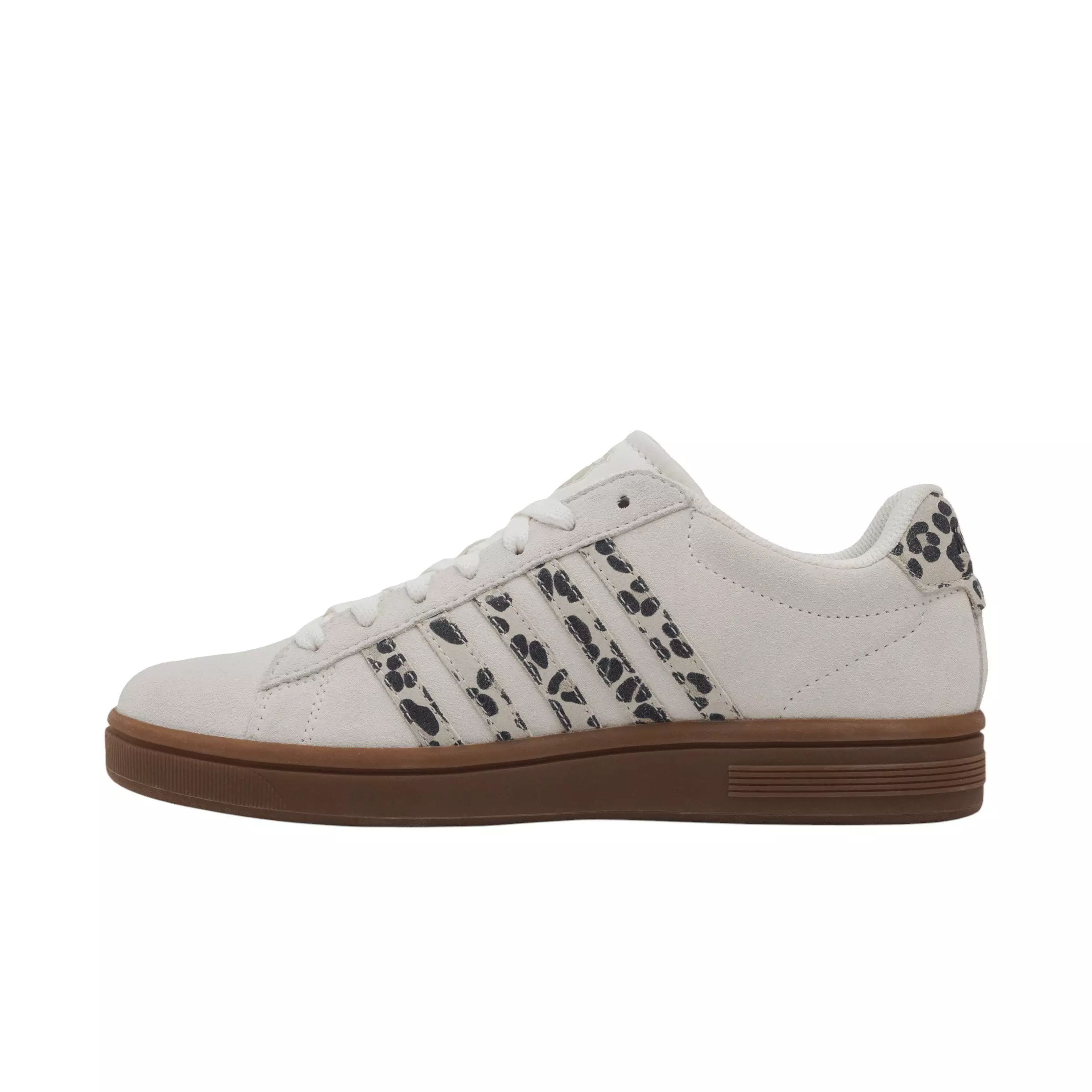 K-Swiss Court Tiebreak II SDE "Snow White/Light Grey/Leopard/Gum" Women's Shoe - WHITE/GREY/LEOPARD/BROWN