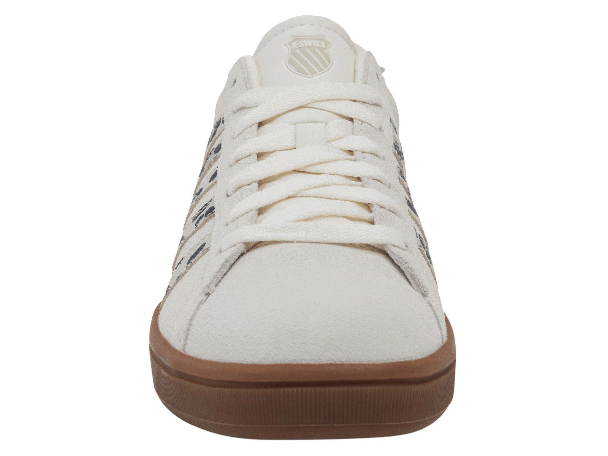 K-Swiss Court Tiebreak II SDE "Snow White/Light Grey/Leopard/Gum" Women's Shoe - WHITE/GREY/LEOPARD/BROWN