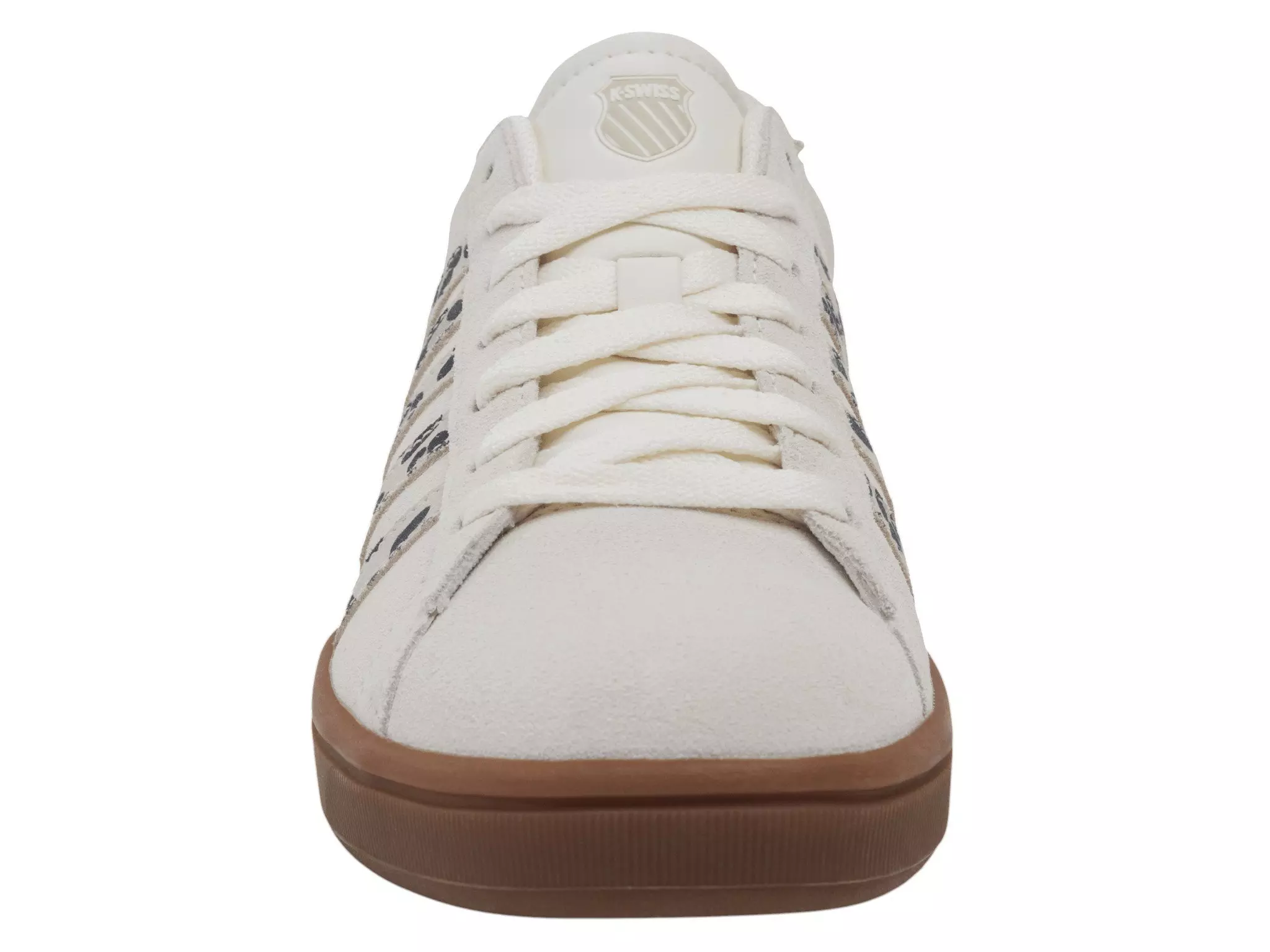 K-Swiss Court Tiebreak II SDE "Snow White/Light Grey/Leopard/Gum" Women's Shoe - WHITE/GREY/LEOPARD/BROWN