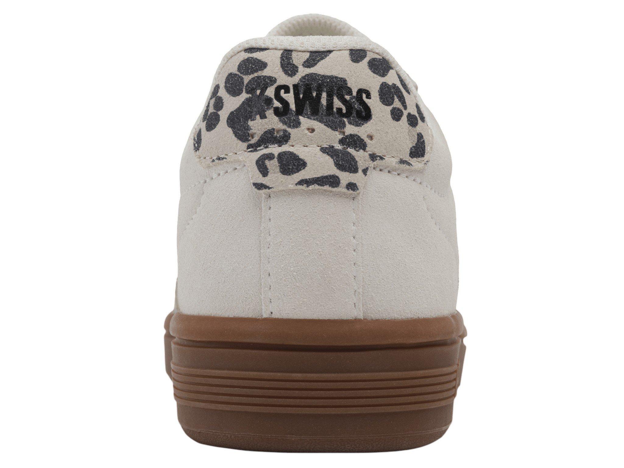 K-Swiss Court Tiebreak II SDE "Snow White/Light Grey/Leopard/Gum" Women's Shoe - WHITE/GREY/LEOPARD/BROWN