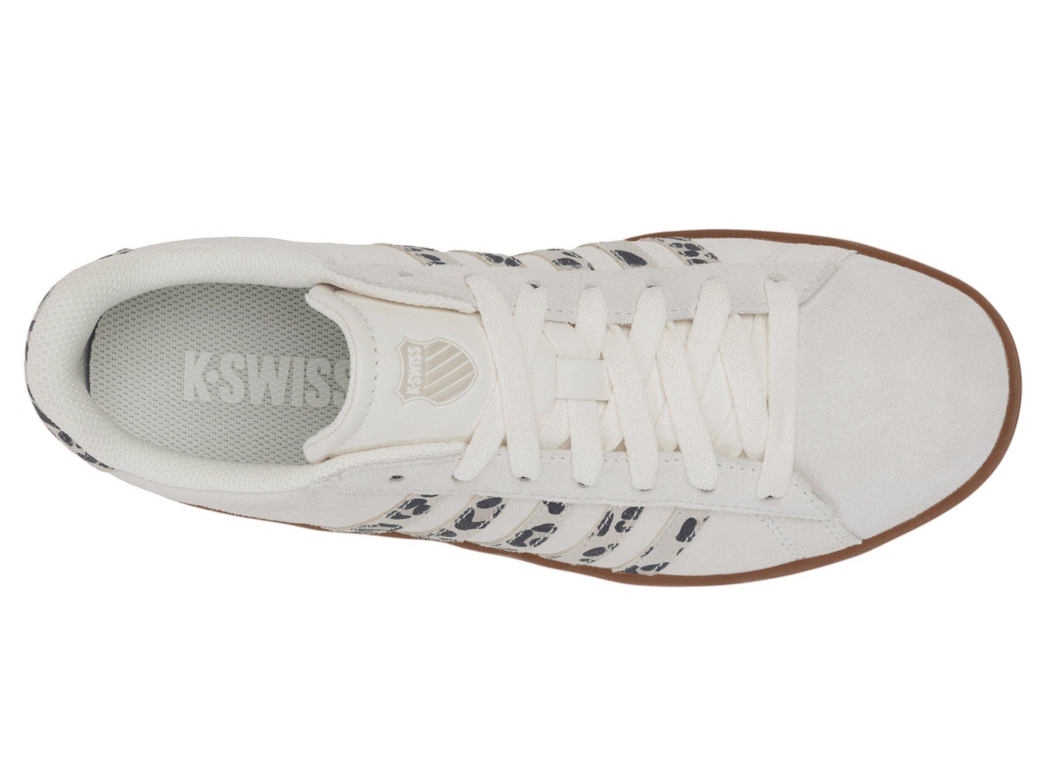 K-Swiss Court Tiebreak II SDE "Snow White/Light Grey/Leopard/Gum" Women's Shoe - WHITE/GREY/LEOPARD/BROWN