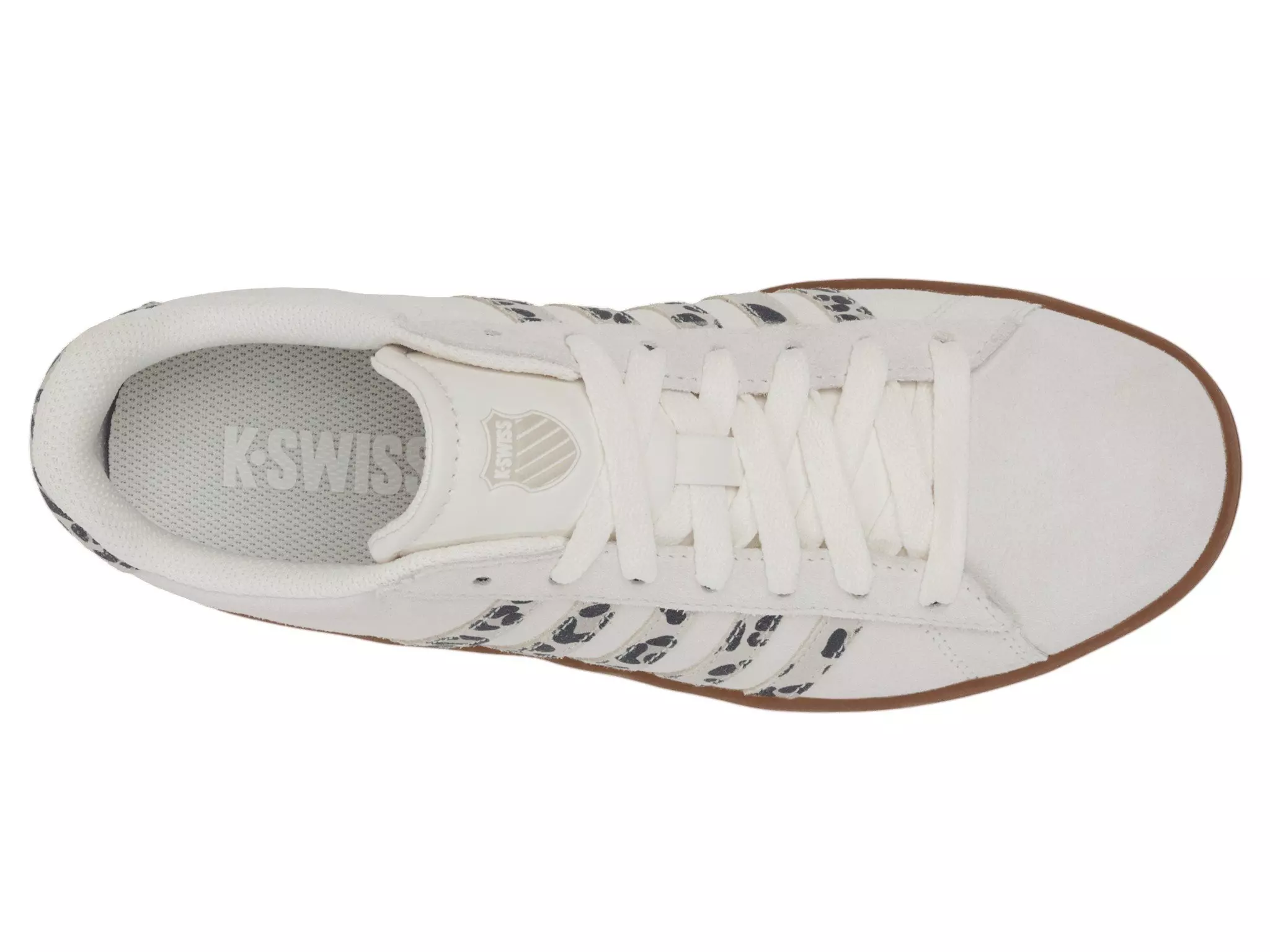 K-Swiss Court Tiebreak II SDE "Snow White/Light Grey/Leopard/Gum" Women's Shoe - WHITE/GREY/LEOPARD/BROWN