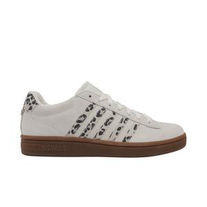 K-Swiss Court Tiebreak II SDE "Snow White/Light Grey/Leopard/Gum" Women's Shoe - WHITE/GREY/LEOPARD/BROWN
