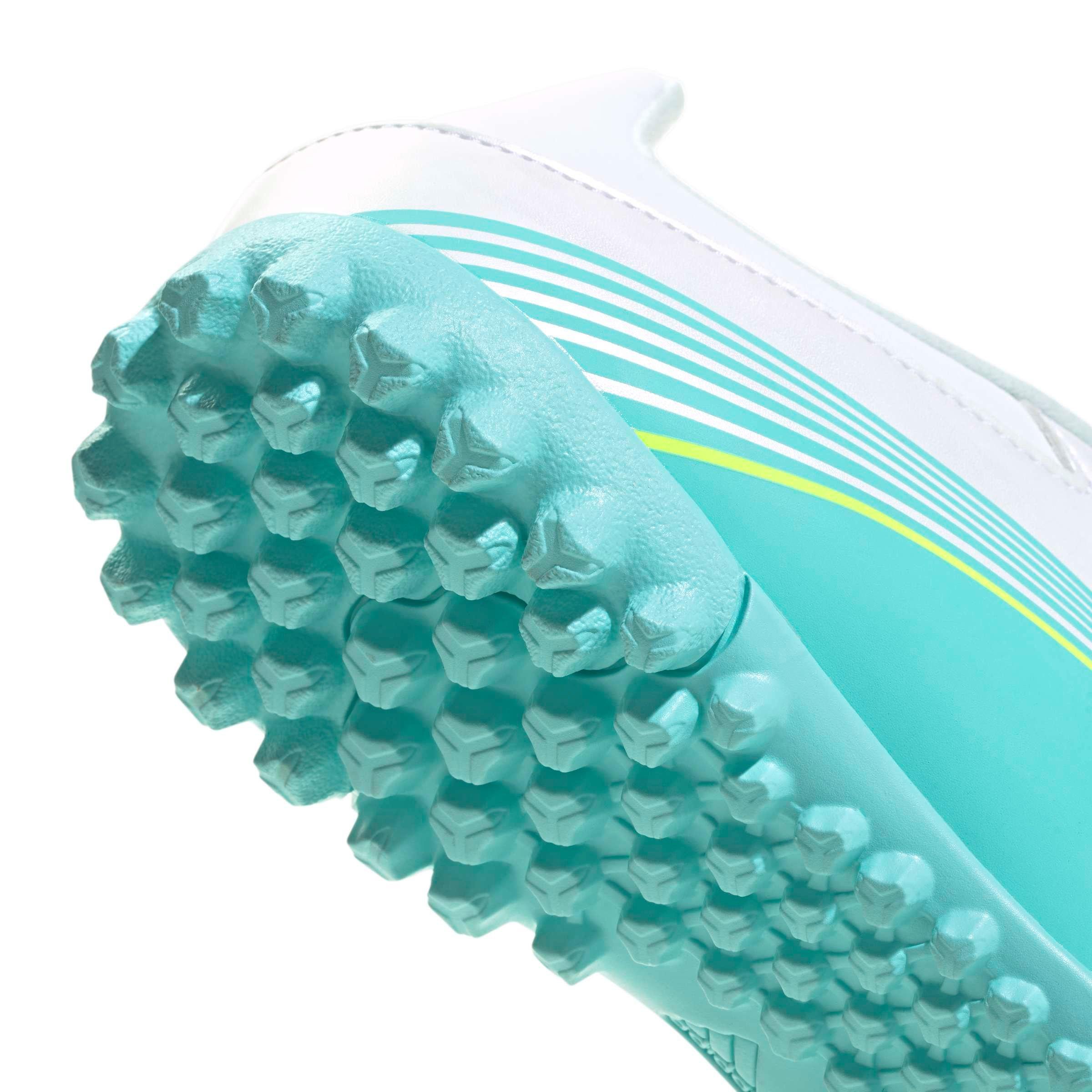 adidas F50 Messi Club Turf "Ftwr White/Lucid Pink/Flash Aqua" Men's Soccer Shoe - WHITE/PINK/AQUA Thumbnail View 7