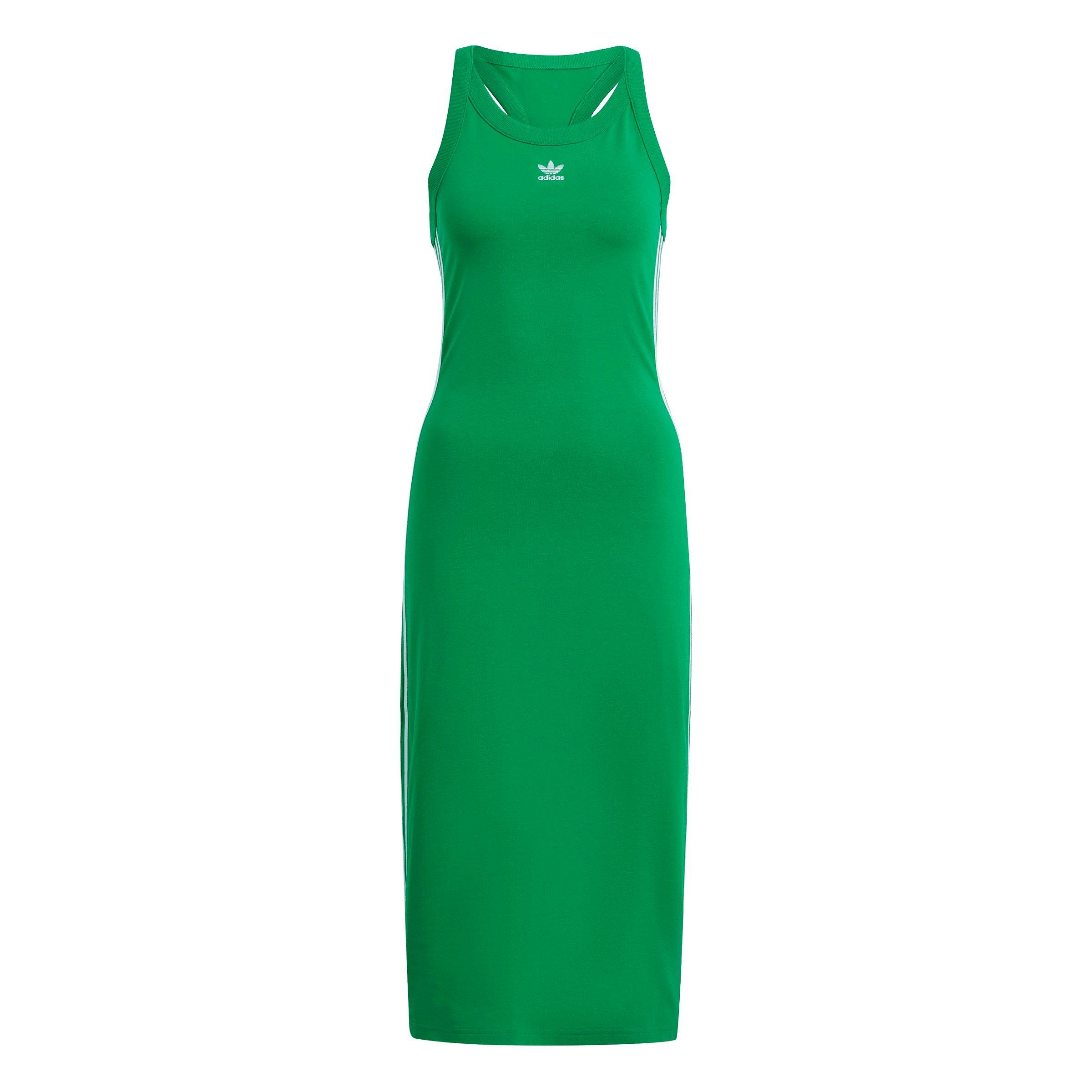 adidas Originals Women's Adicolor Classics 3-Stripes Long Tank Midi Dress -  Green - Hibbett