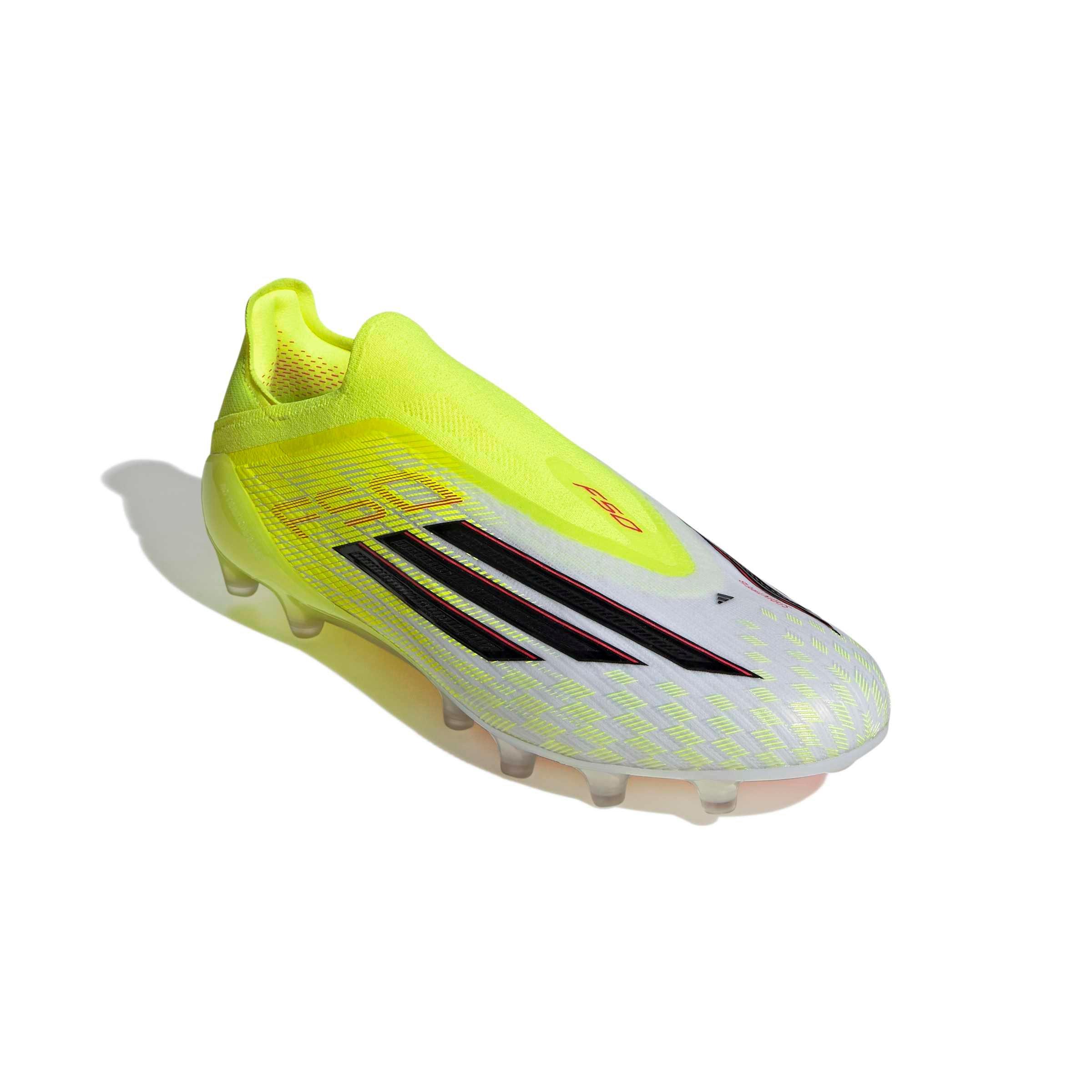 adidas F50 Elite Laceless AG "Team Solar Yellow 2/Core Black/Lucid Red" Men's Soccer Cleat - YELLOW/BLACK/RED Thumbnail View 3