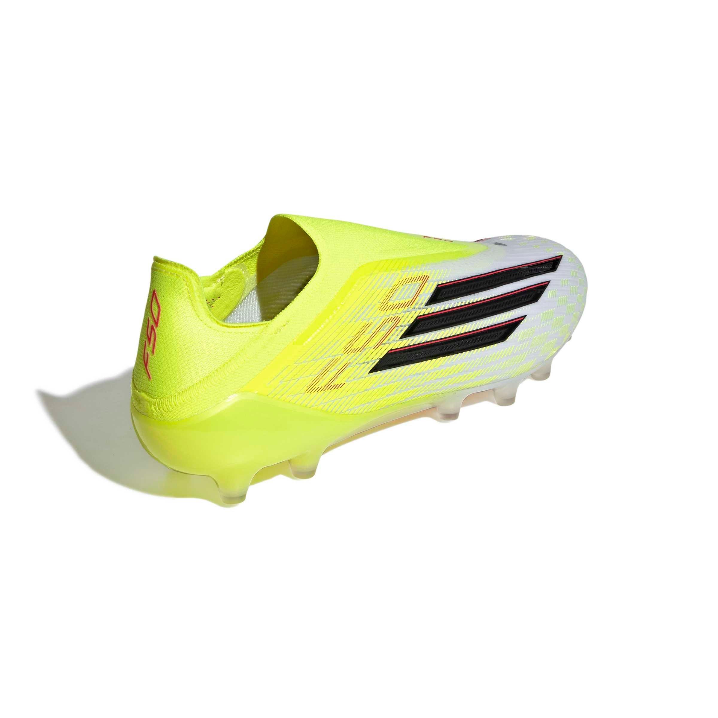 adidas F50 Elite Laceless AG "Team Solar Yellow 2/Core Black/Lucid Red" Men's Soccer Cleat - YELLOW/BLACK/RED Thumbnail View 4