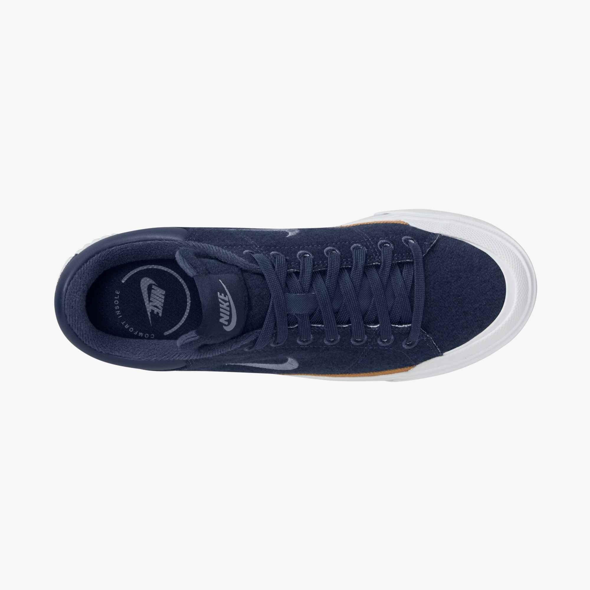 Nike Court Legacy Lift "Midnight Navy/Ashen Slate/Flax/White" Women's Shoe - NAVY/SLATE/FLAX/WHITE Thumbnail View 3