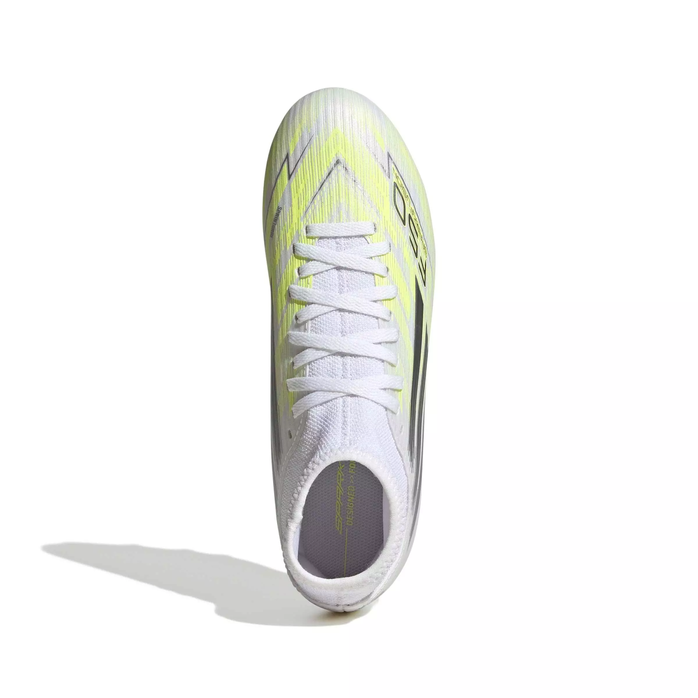 adidas F50 Sparkfusion Club Mid Cut MG "Ftwr White/Iron Metallic/Hi-Res Yellow" Women's Soccer Cleat - WHITE/IRON/YELLOW
