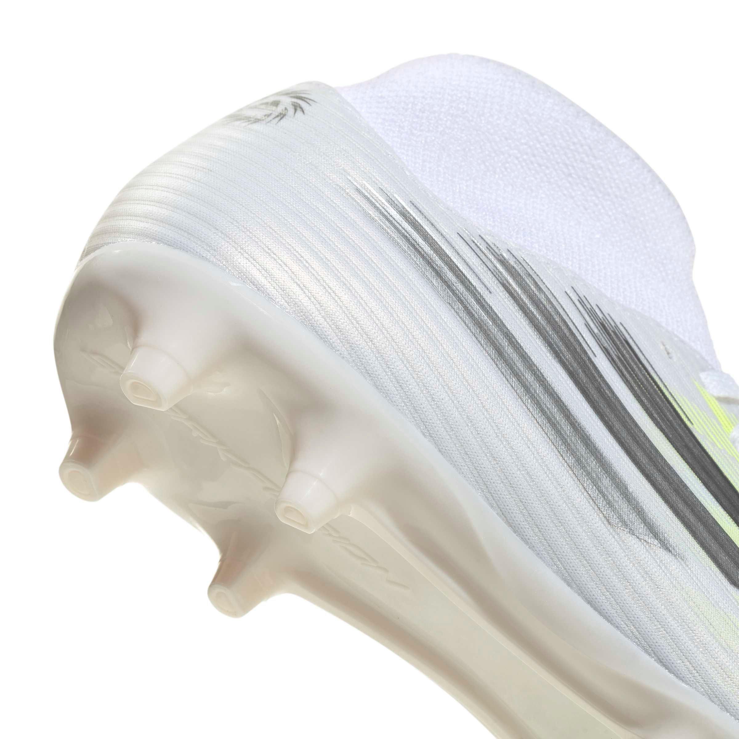 adidas F50 Sparkfusion Club Mid Cut MG "Ftwr White/Iron Metallic/Hi-Res Yellow" Women's Soccer Cleat - WHITE/IRON/YELLOW Thumbnail View 8