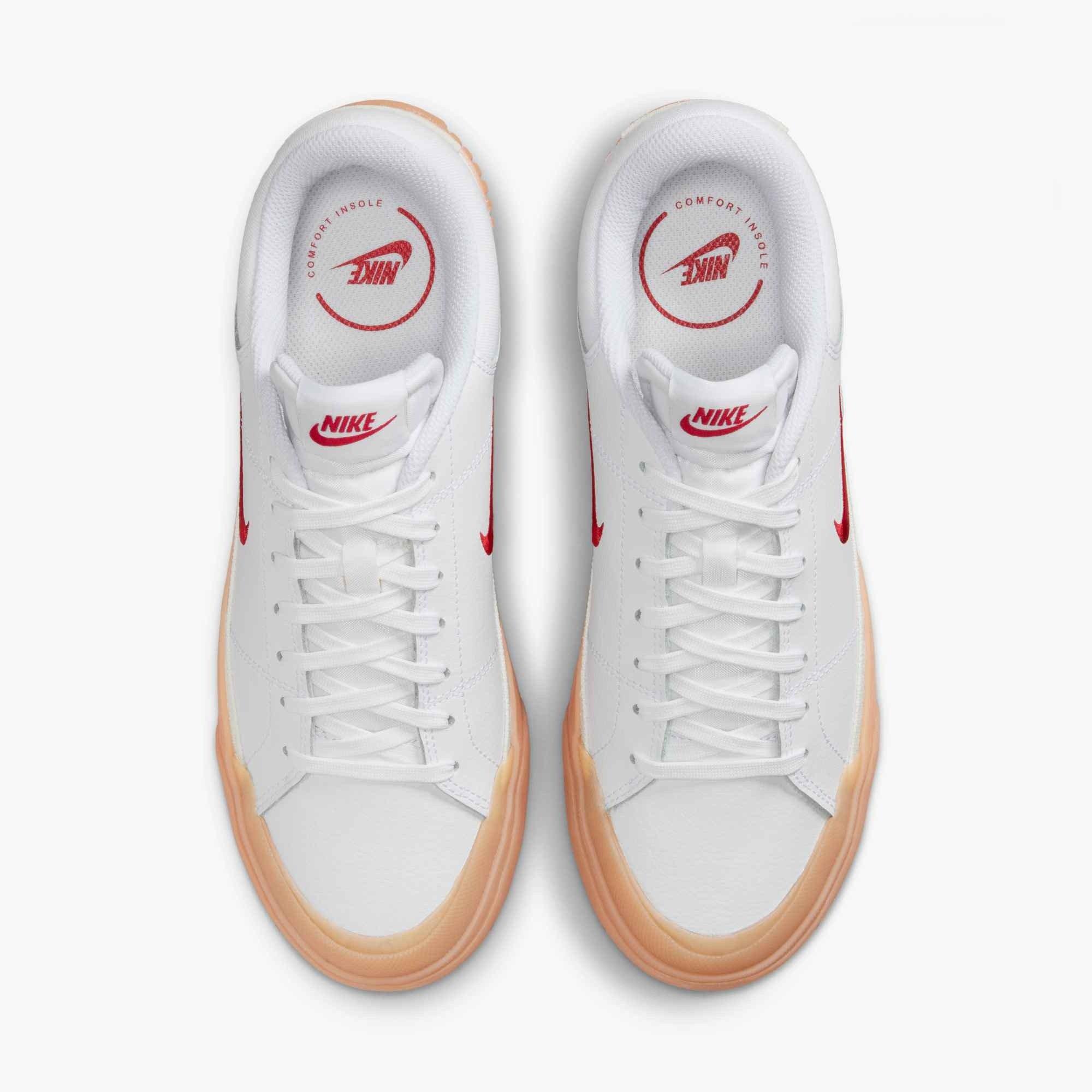Nike Court Legacy Lift "White/Gum Yellow/Sail/University Red" Women's Shoe - WHITE/GUM/SAIL/RED Thumbnail View 3