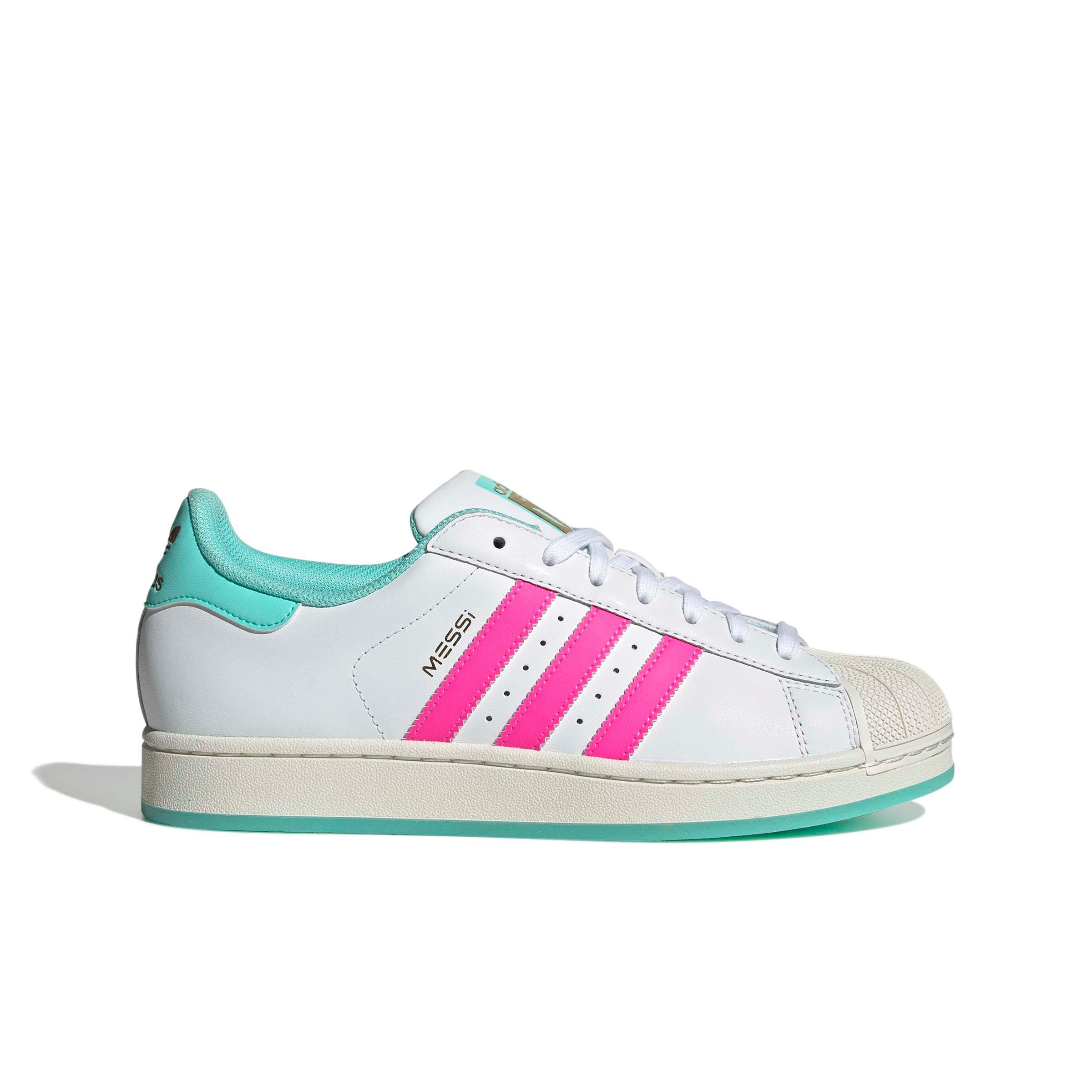 adidas Superstar Messi "Ftwr White/Lucid Pink/Flash Aqua" Men's Soccer Shoe - WHITE/PINK/AQUA Thumbnail View 1
