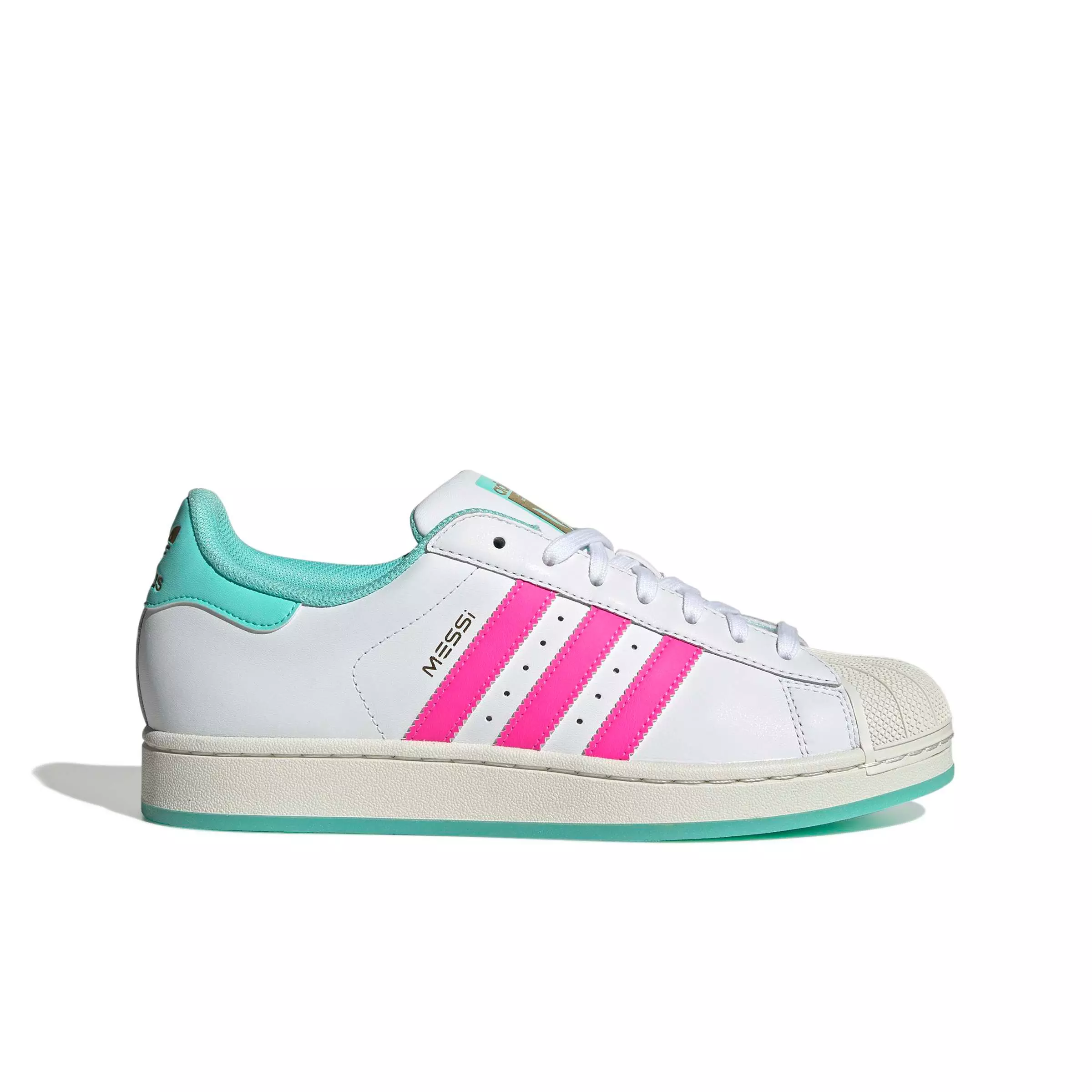 adidas Superstar Messi "Ftwr White/Lucid Pink/Flash Aqua" Men's Soccer Shoe - WHITE/PINK/AQUA