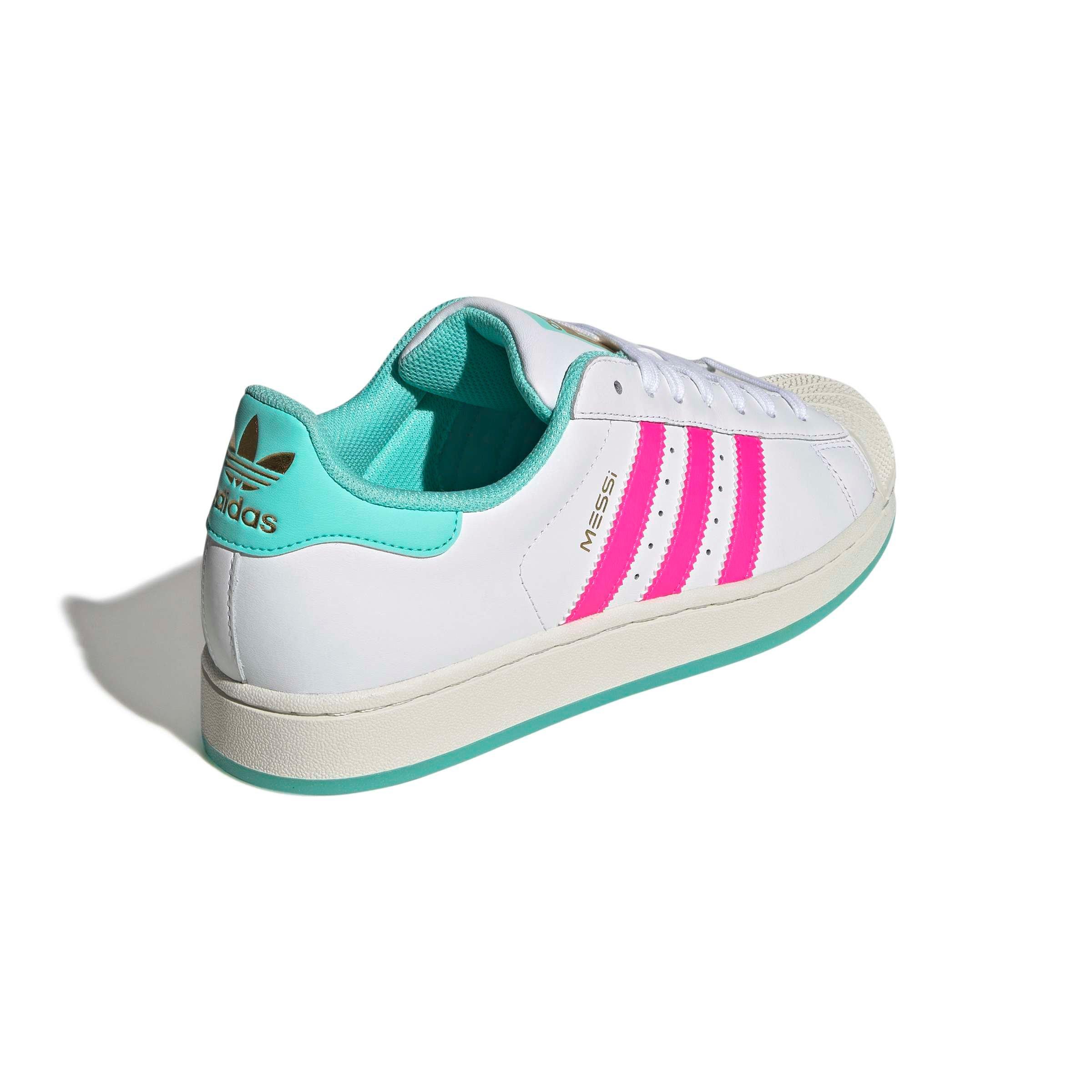adidas Superstar Messi "Ftwr White/Lucid Pink/Flash Aqua" Men's Soccer Shoe - WHITE/PINK/AQUA Thumbnail View 4