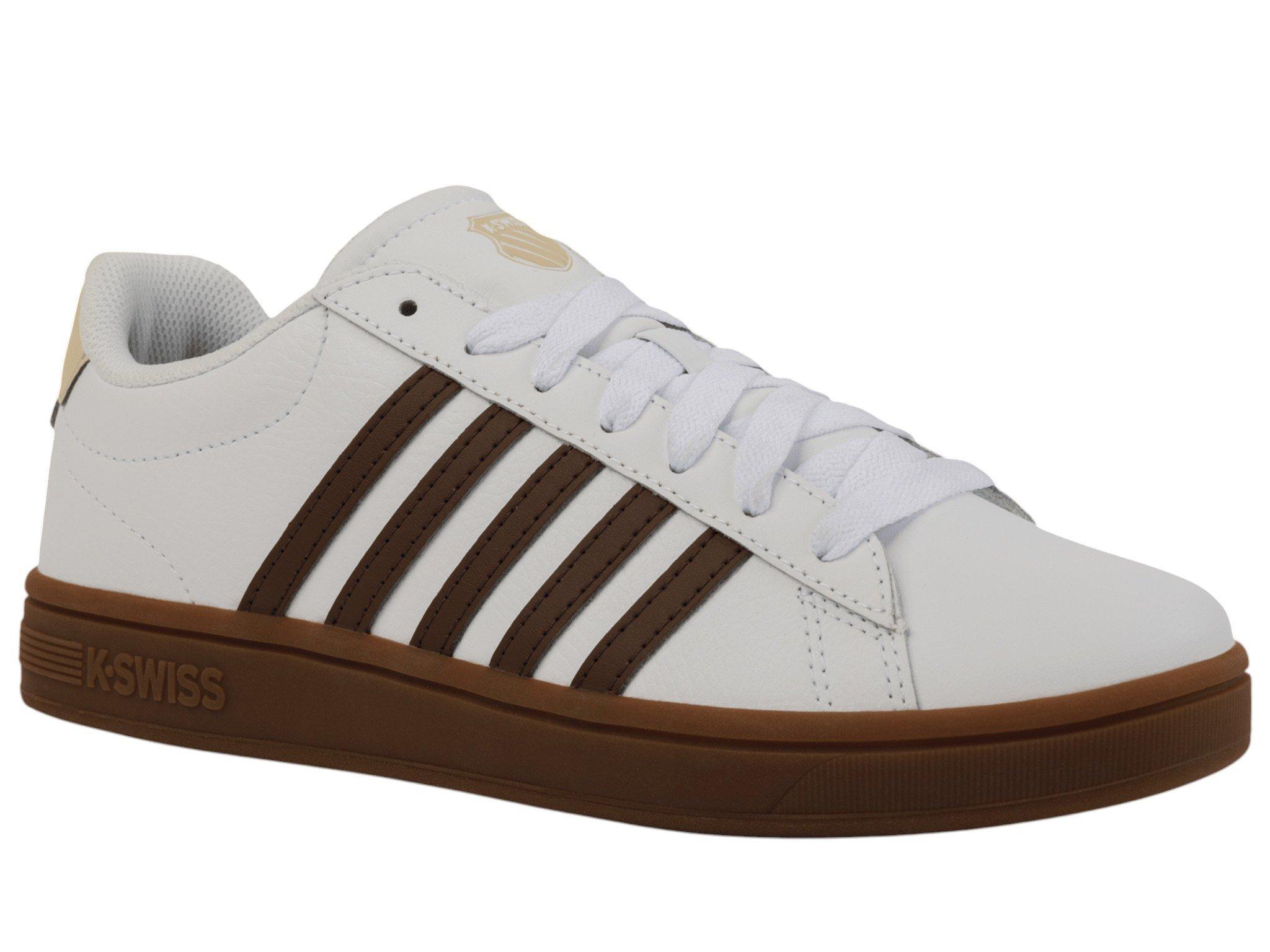 K-Swiss Court Tiebreak II "White/Soft Silt/Creme Brulee/Gum" Men's Shoe - WHITE/BROWN