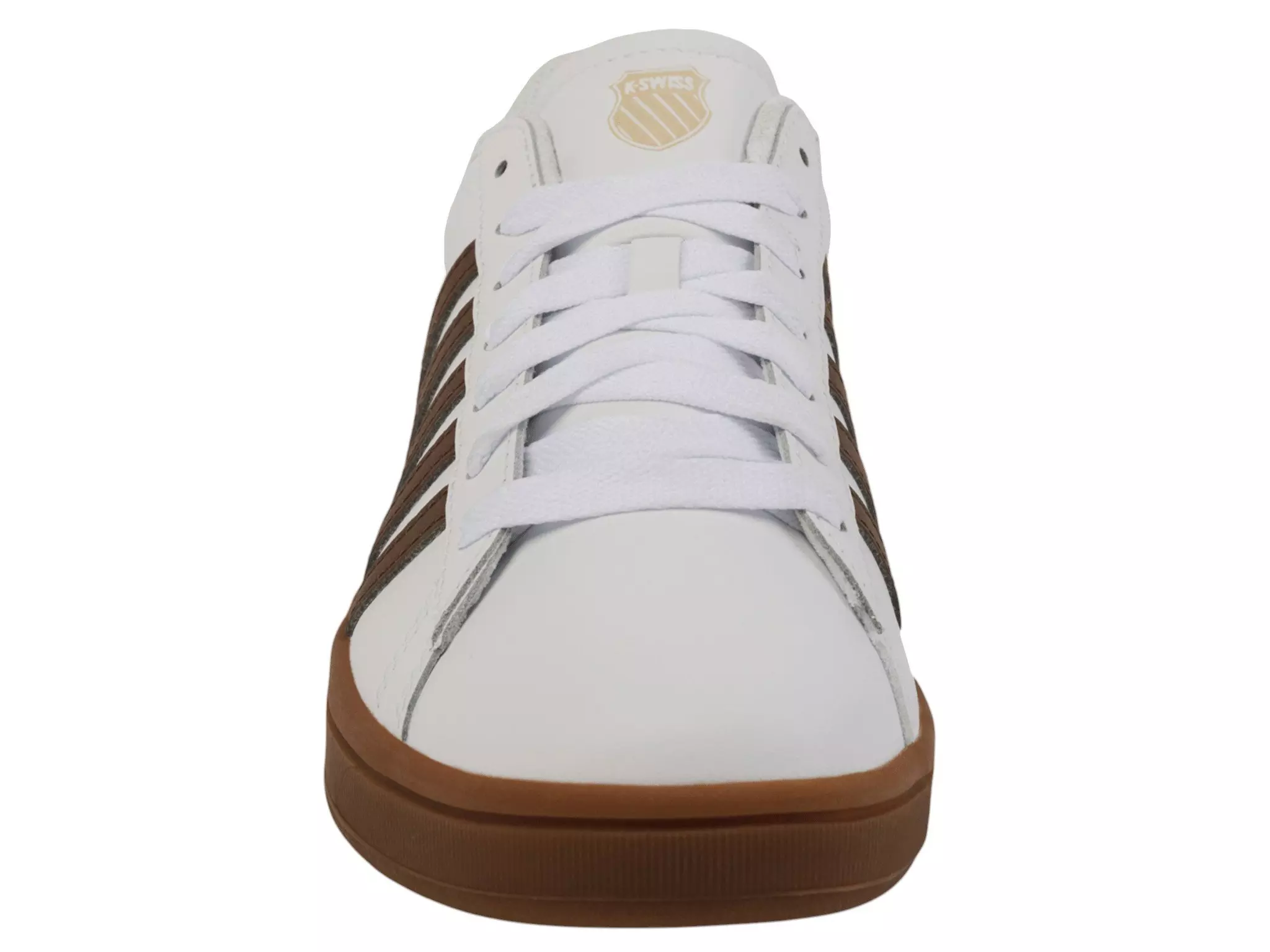 K-Swiss Court Tiebreak II "White/Soft Silt/Creme Brulee/Gum" Men's Shoe - WHITE/BROWN
