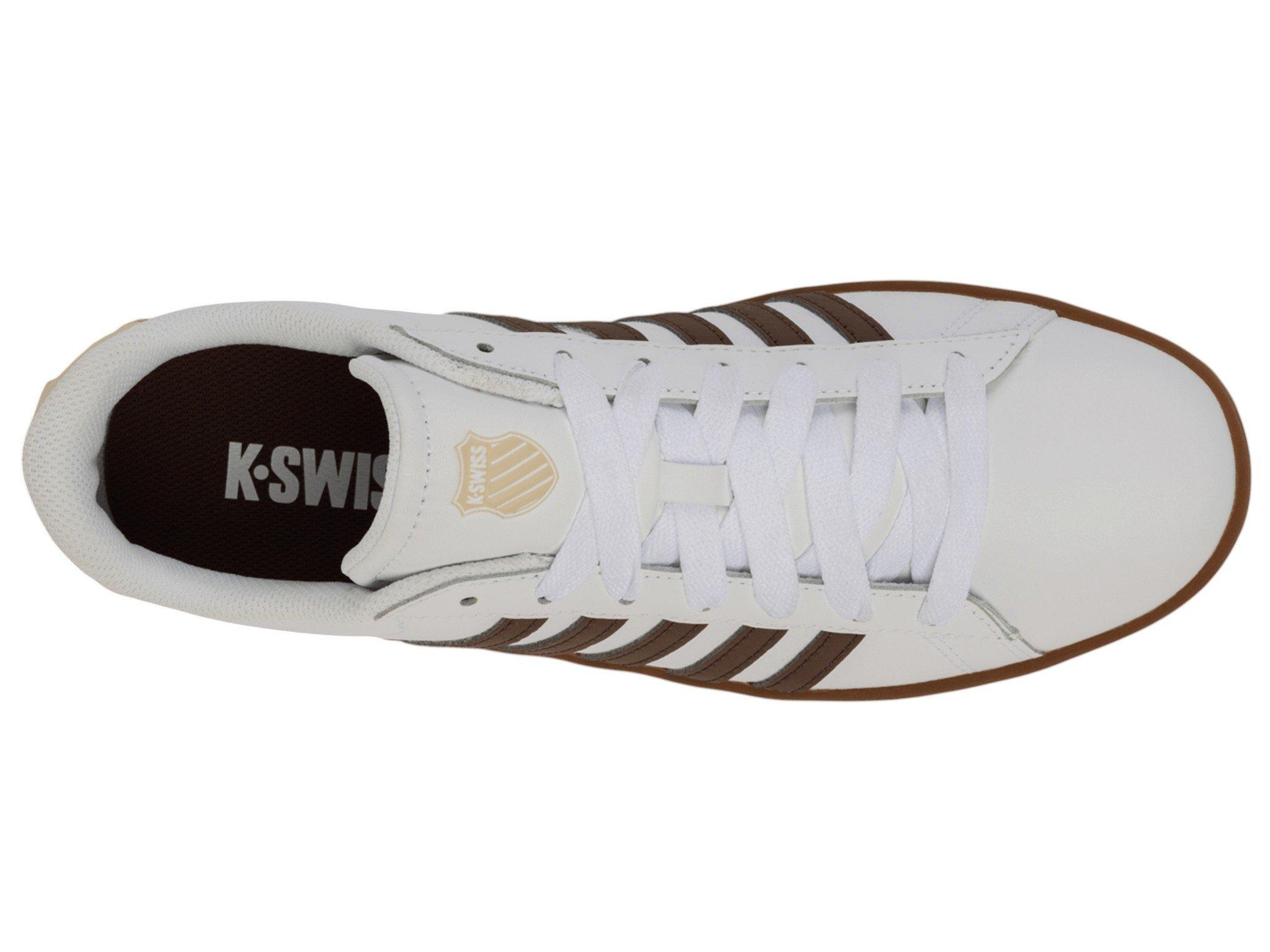 K-Swiss Court Tiebreak II "White/Soft Silt/Creme Brulee/Gum" Men's Shoe - WHITE/BROWN