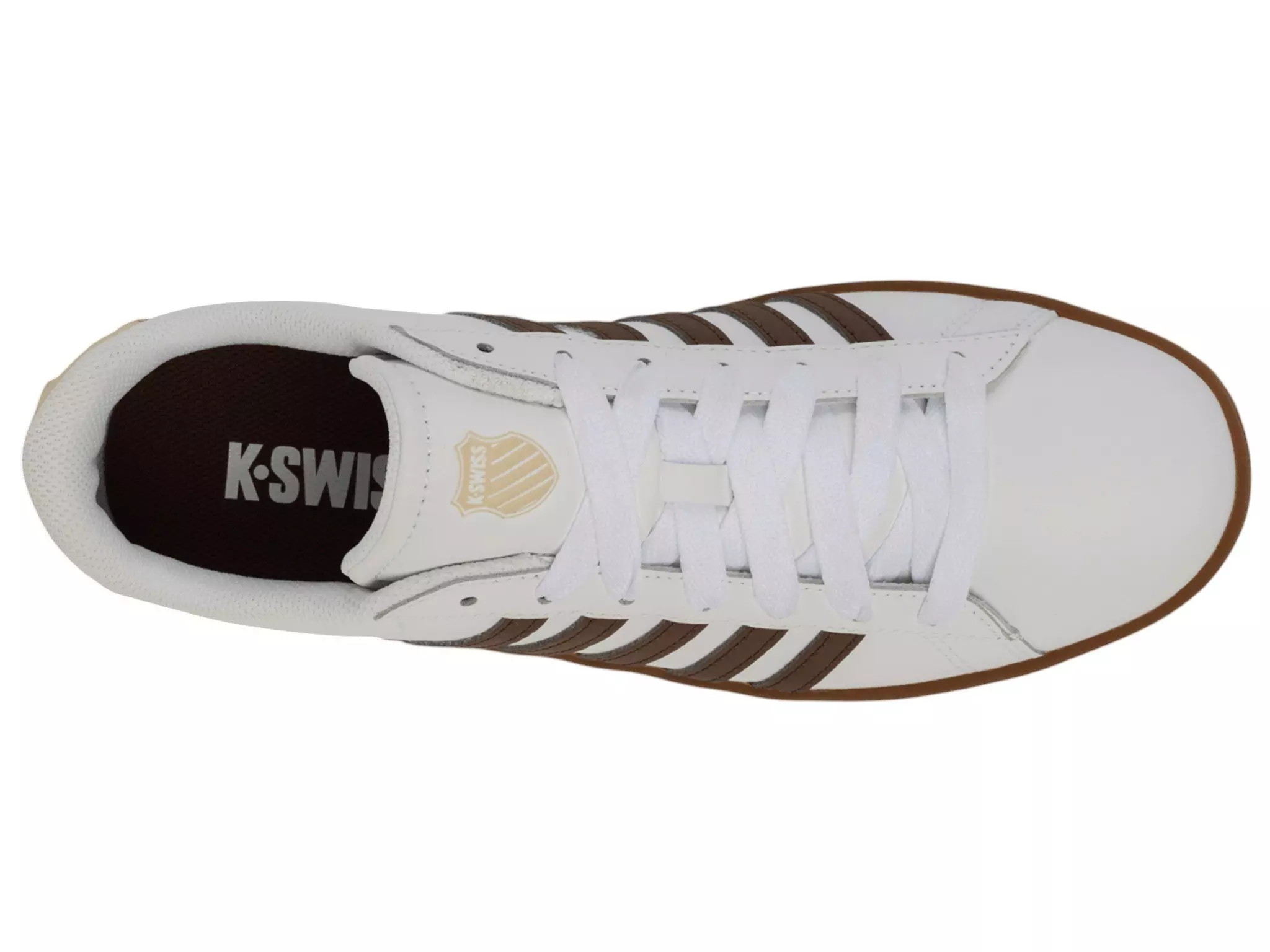 K-Swiss Court Tiebreak II "White/Soft Silt/Creme Brulee/Gum" Men's Shoe - WHITE/BROWN