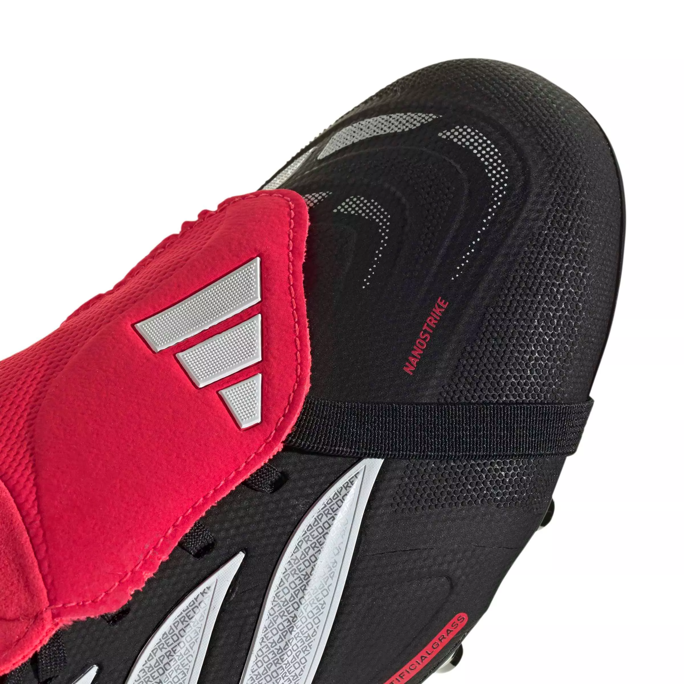 adidas Predator League Fold-Over Tongue AG "Core Black/Ftwr White/Lucid Red" Men's Soccer Cleat - BLACK/WHITE/RED