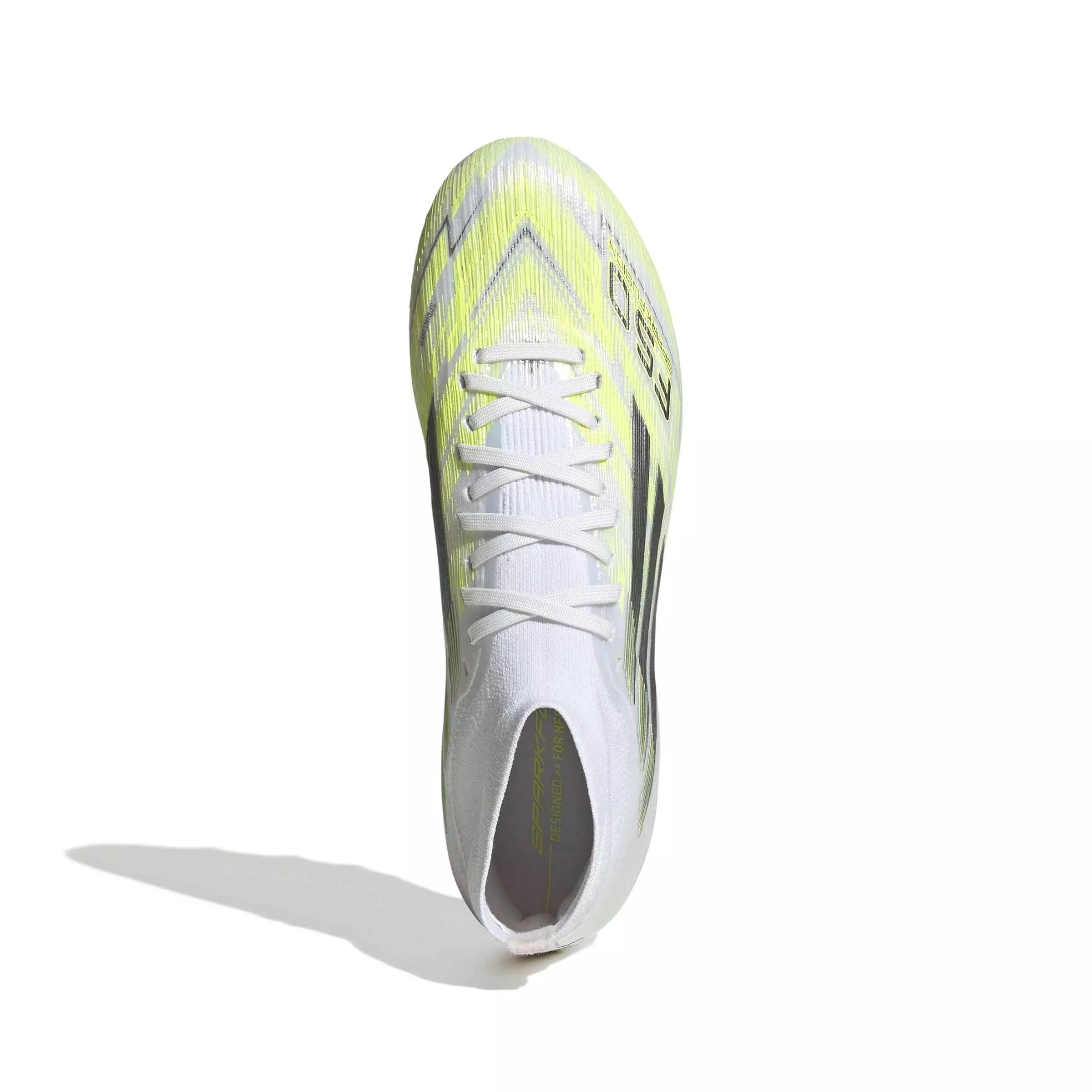 adidas F50 Sparkfusion Pro Mid Cut MG "Ftwr White/Iron Metallic/Hi-Res Yellow" Women's Soccer Cleat - WHITE/IRON/YELLOW