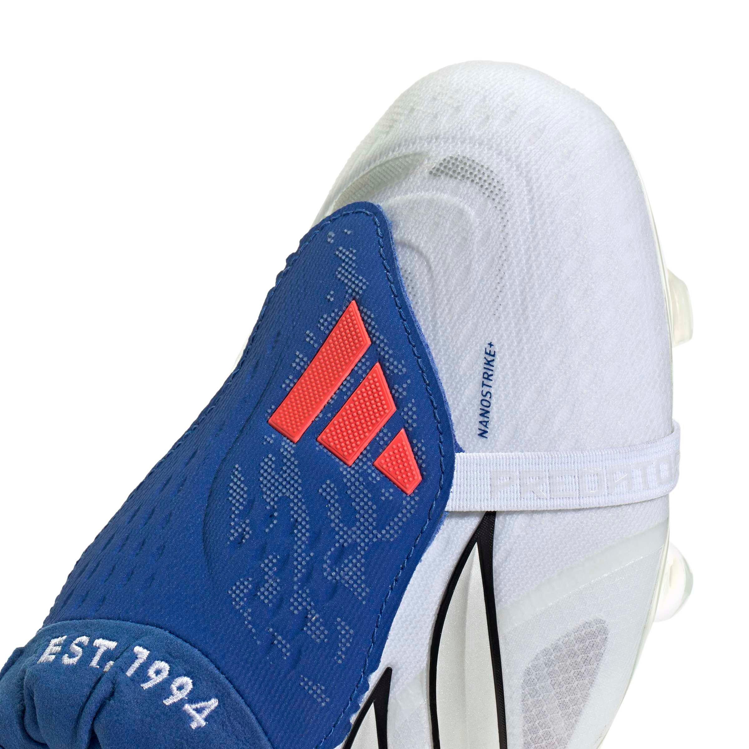 adidas Predator Elite Fold-Over Tongue FG "Ftwr White/Zero/Team Royal Blue" Men's Soccer Cleat - WHITE/ZERO/ROYAL Thumbnail View 5