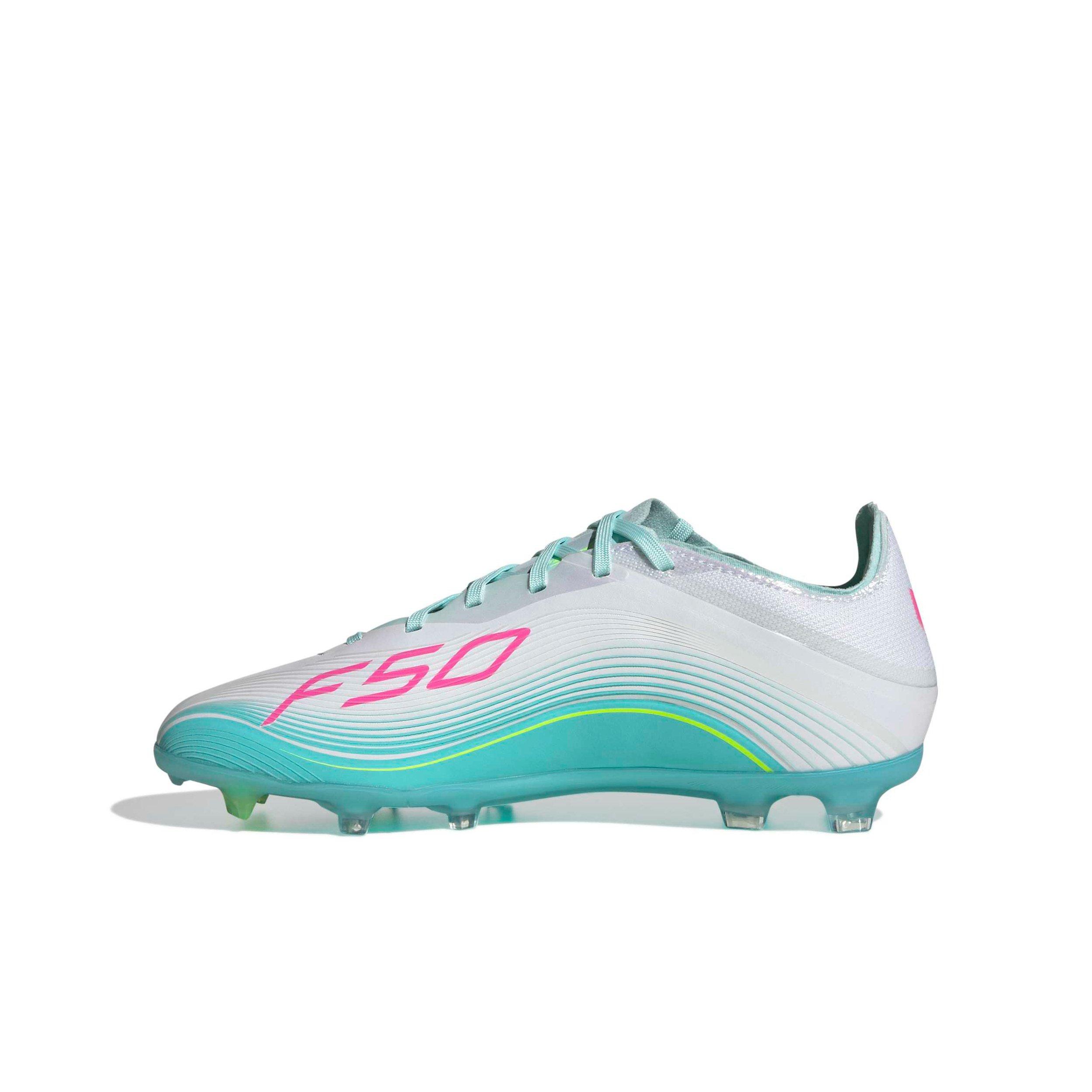 adidas F50 Messi Elite FG "Ftwr White/Lucid Pink/Flash Aqua" Preschool Kids' Soccer Cleat - WHITE/PINK/AQUA Thumbnail View 2