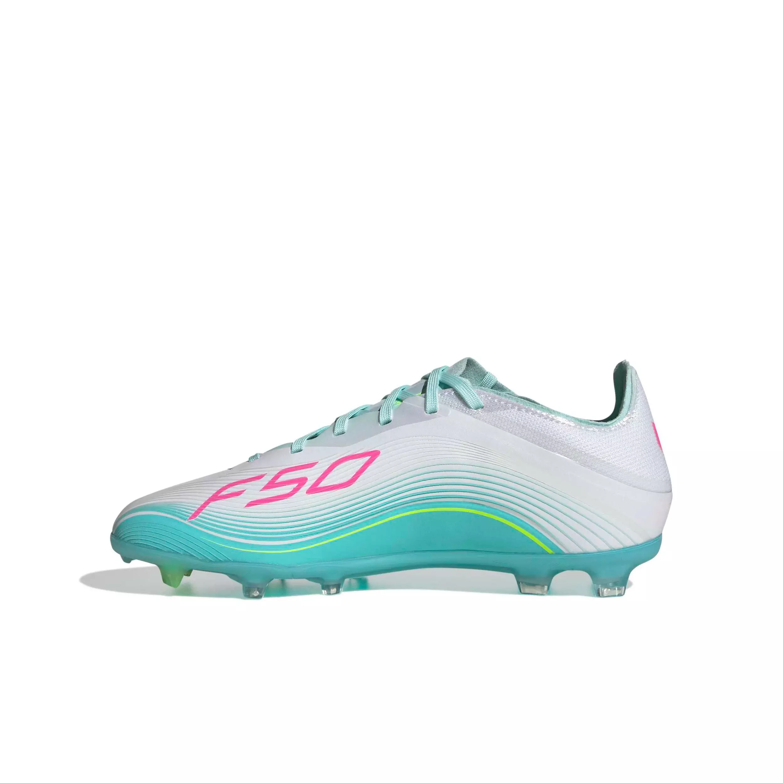 adidas F50 Messi Elite FG "Ftwr White/Lucid Pink/Flash Aqua" Preschool Kids' Soccer Cleat - WHITE/PINK/AQUA