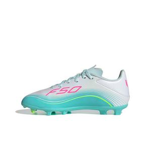 adidas F50 Messi League MG "Ftwr White/Lucid Pink/Flash Aqua" Preschool Kids' Soccer Cleat