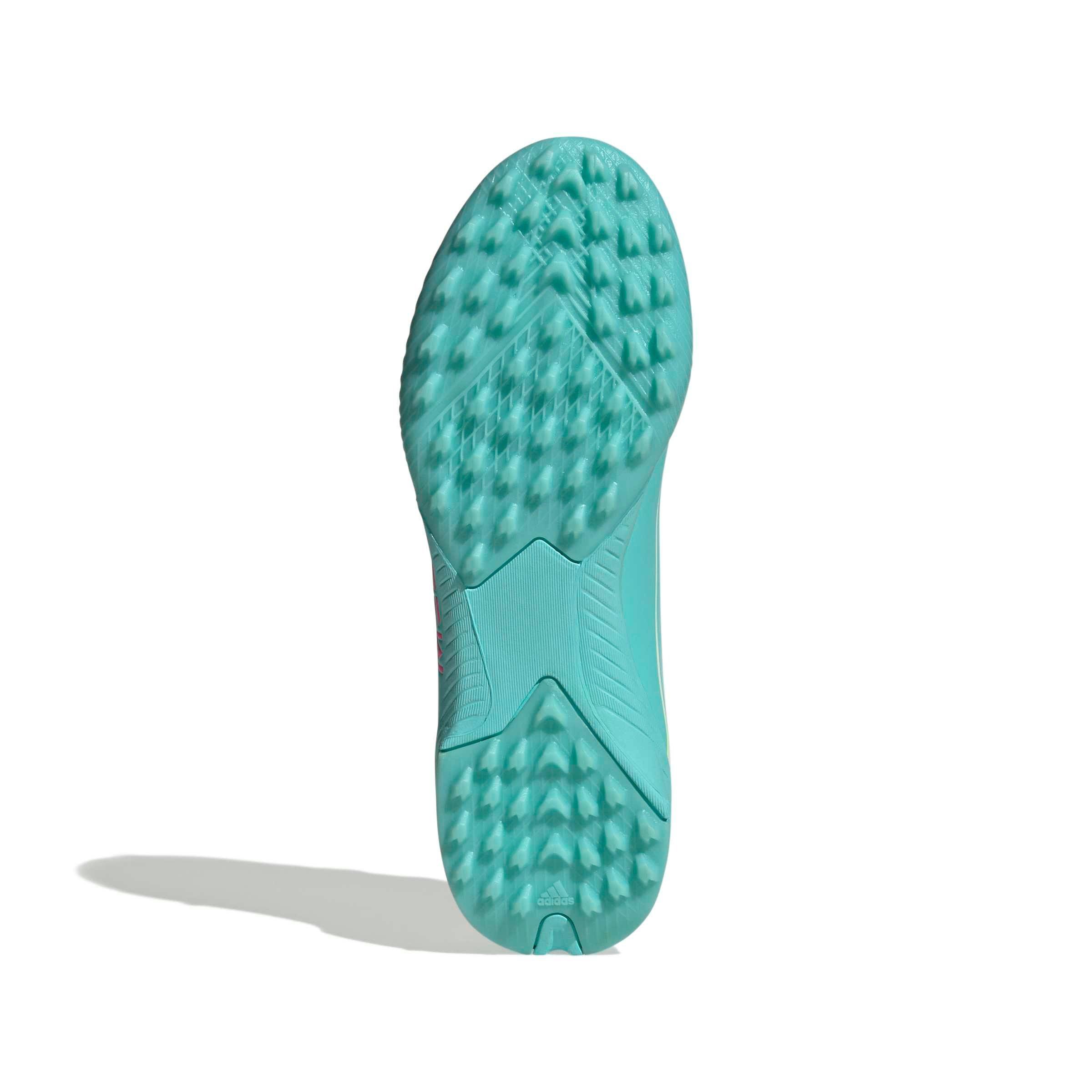 adidas F50 Messi League Turf "Ftwr White/Lucid Pink/Flash Aqua" Preschool Kids' Soccer Shoe - WHITE/PINK/AQUA Thumbnail View 6