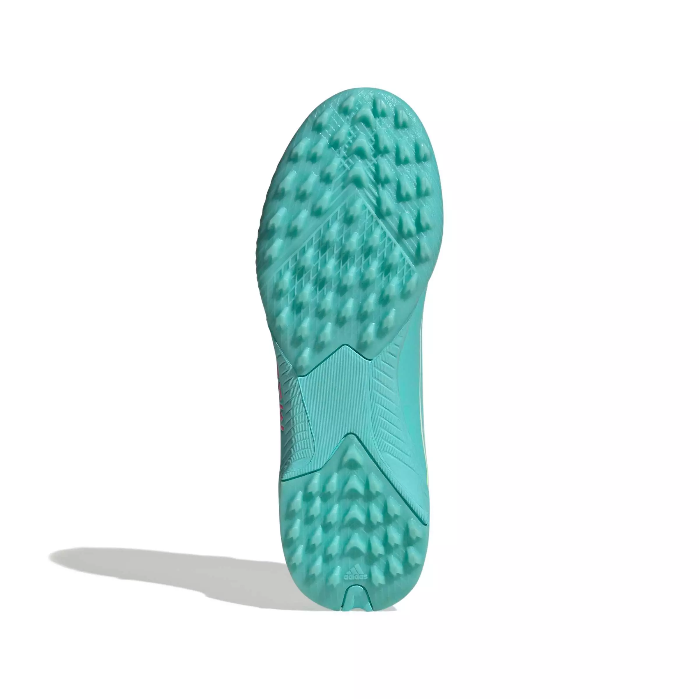 adidas F50 Messi League Turf "Ftwr White/Lucid Pink/Flash Aqua" Grade School Kids' Soccer Shoe - WHITE/PINK/AQUA