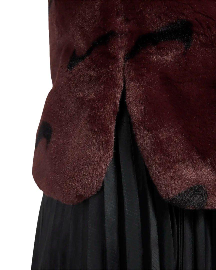 Nike Women's Sportswear Faux Fur Allover Print Jacket - RED Thumbnail View 5