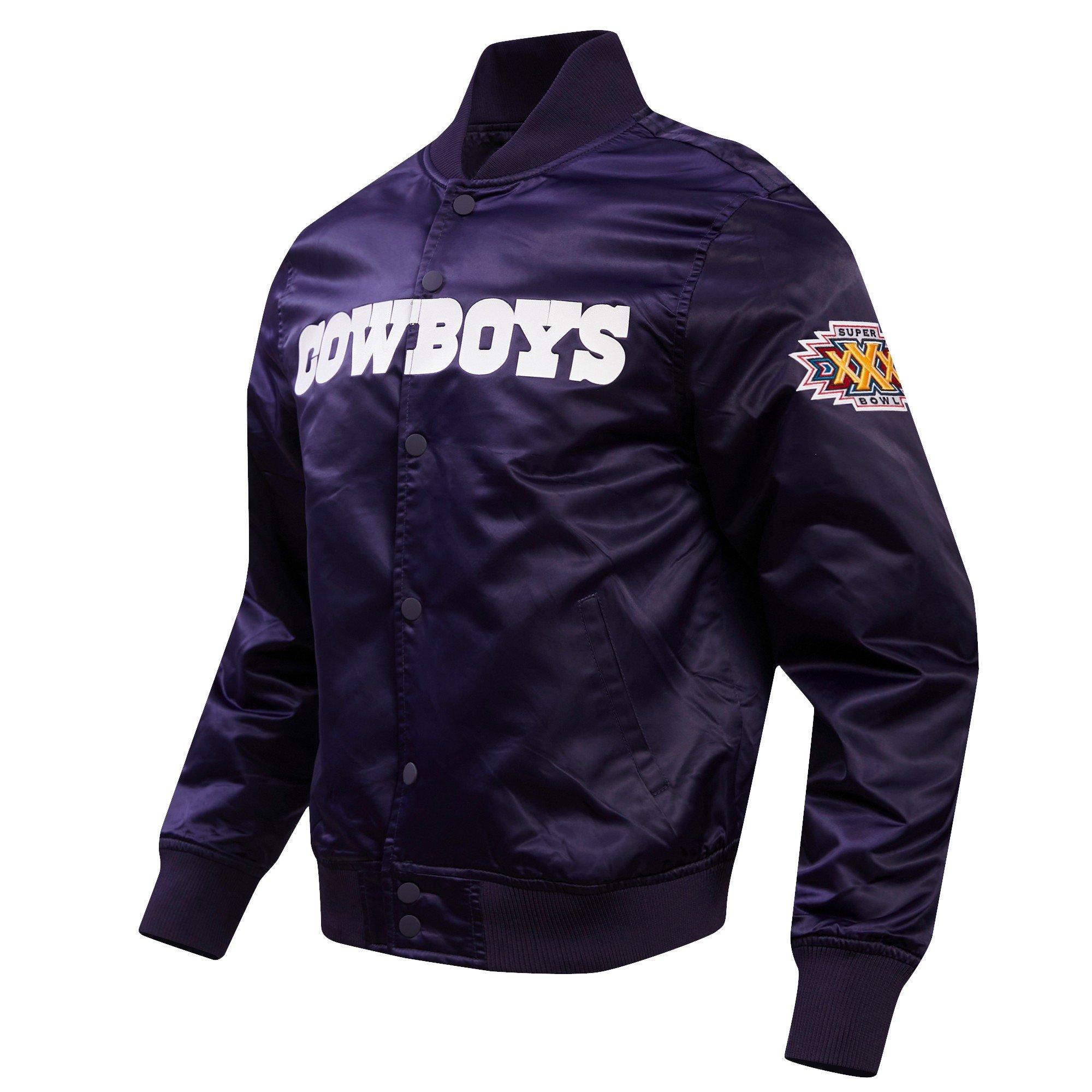 Pro Standard Men's NFL Dallas Cowboys Big Logo Satin Jacket - Navy - NAVY