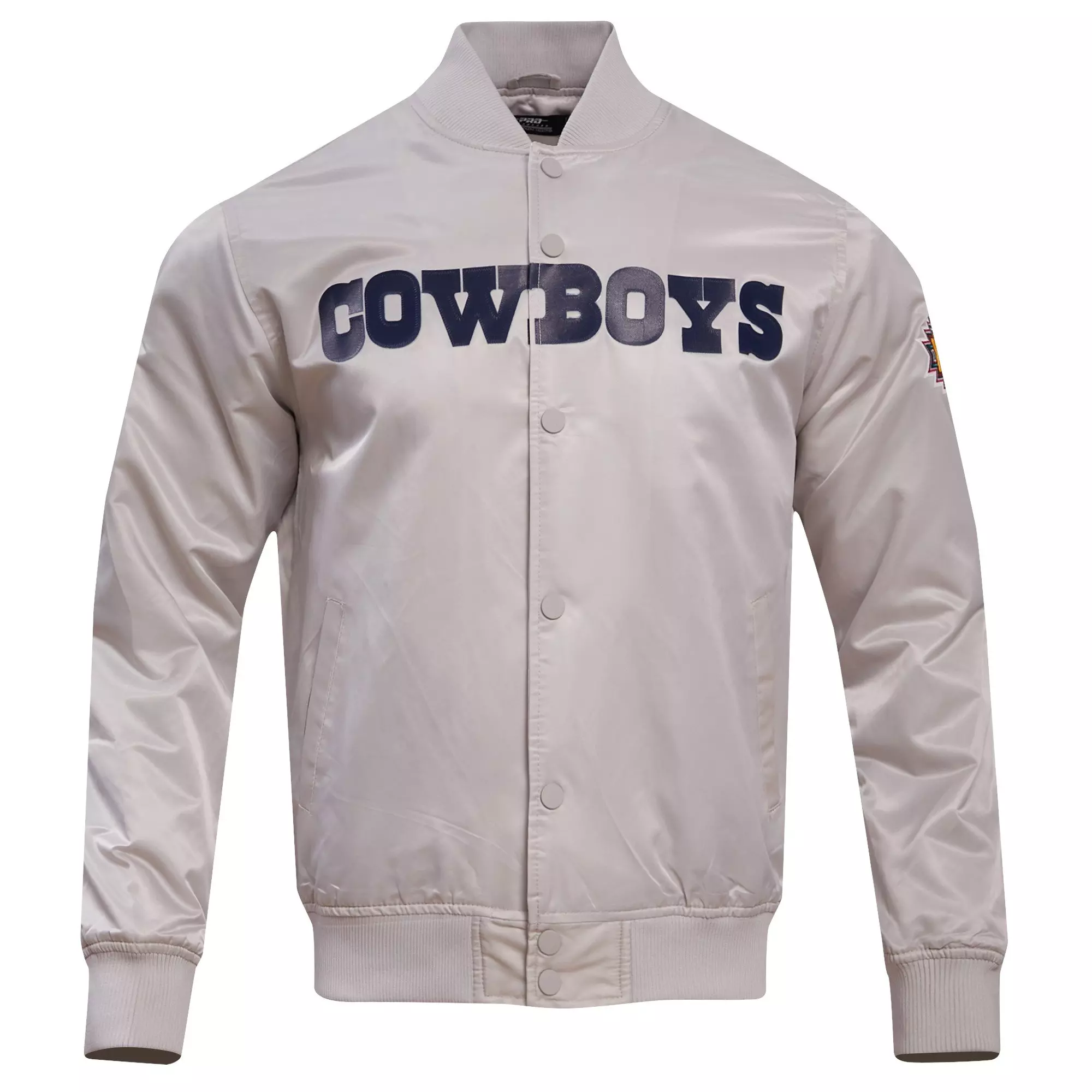 Pro Standard Men's NFL Dallas Cowboys Big Logo Satin Jacket - Silver - SILVER