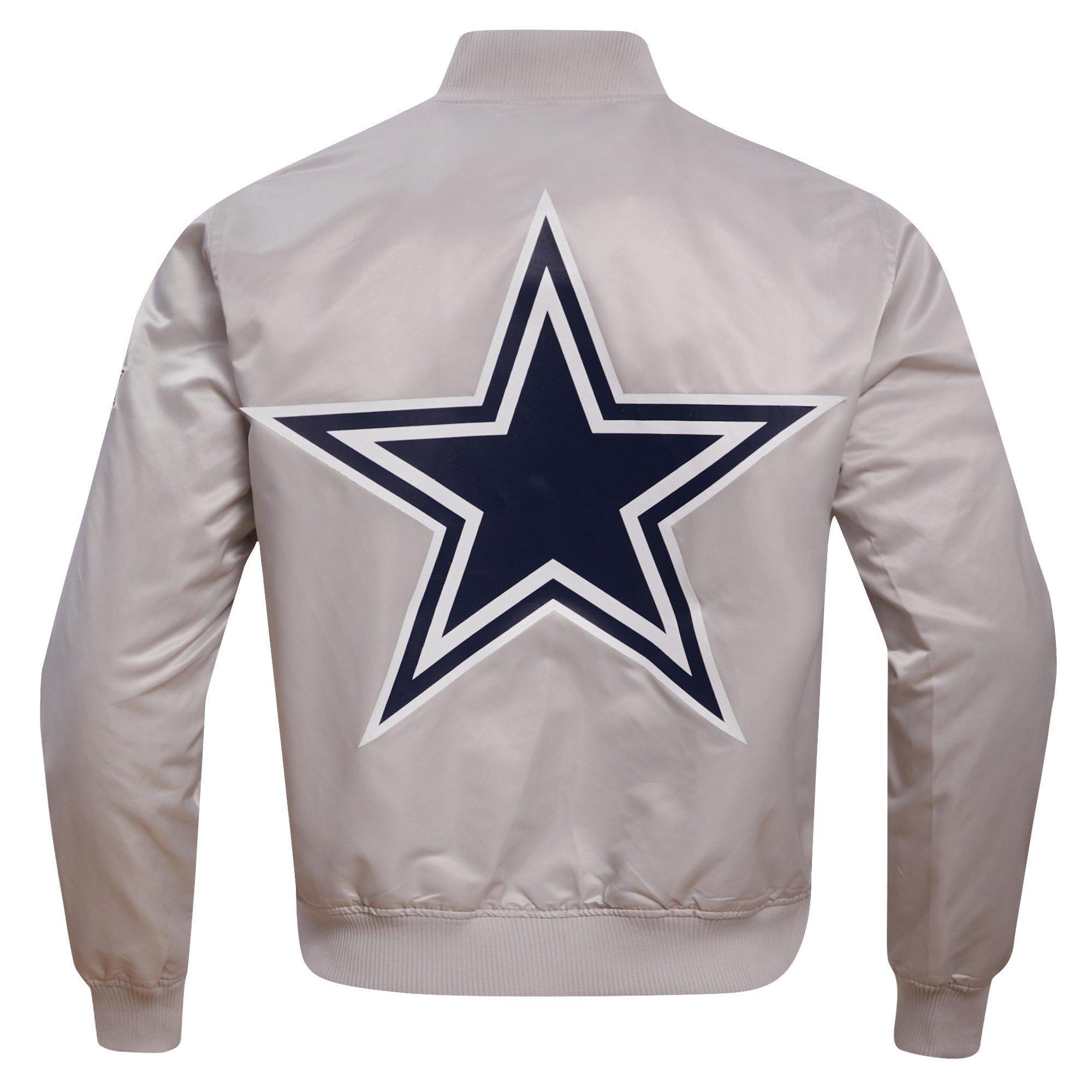 Pro Standard Men's NFL Dallas Cowboys Big Logo Satin Jacket - Silver - SILVER