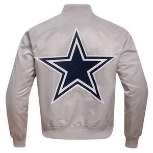 Pro Standard Men's NFL Dallas Cowboys Big Logo Satin Jacket - Silver - SILVER