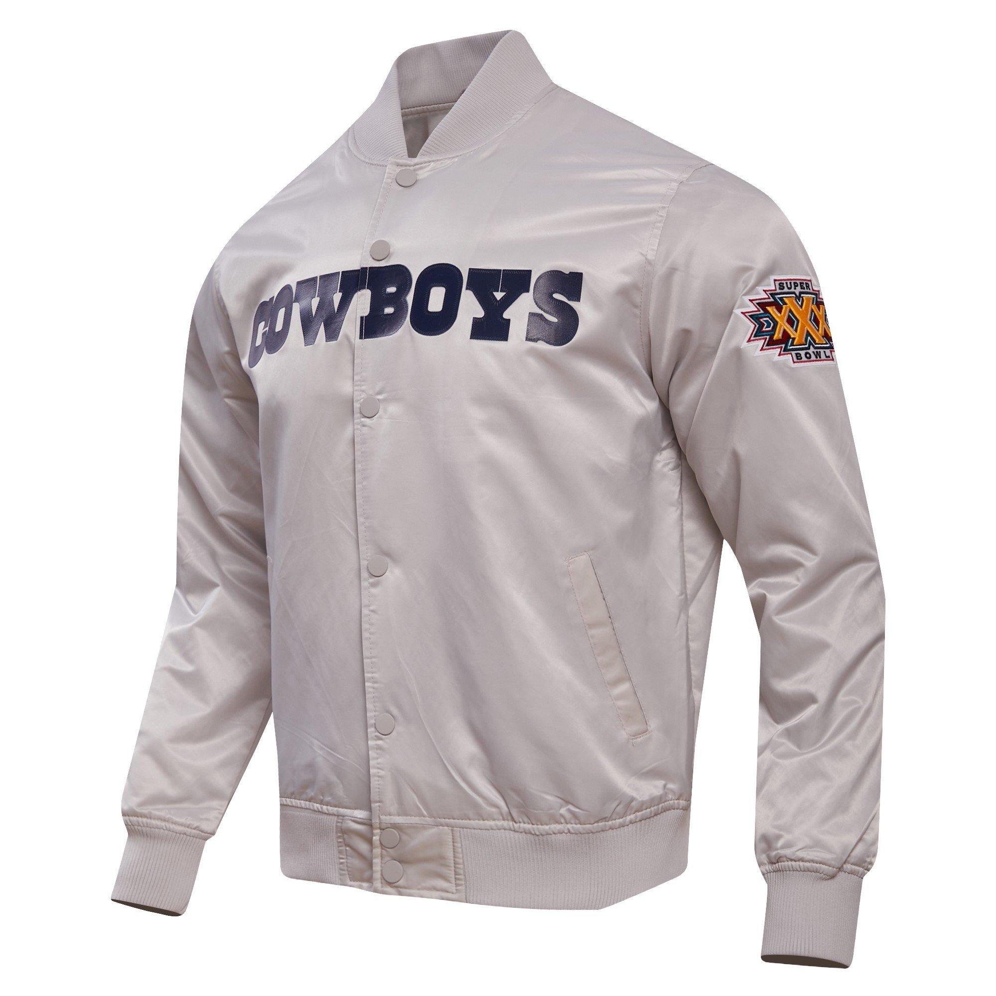 Pro Standard Men's NFL Dallas Cowboys Big Logo Satin Jacket - Silver - SILVER
